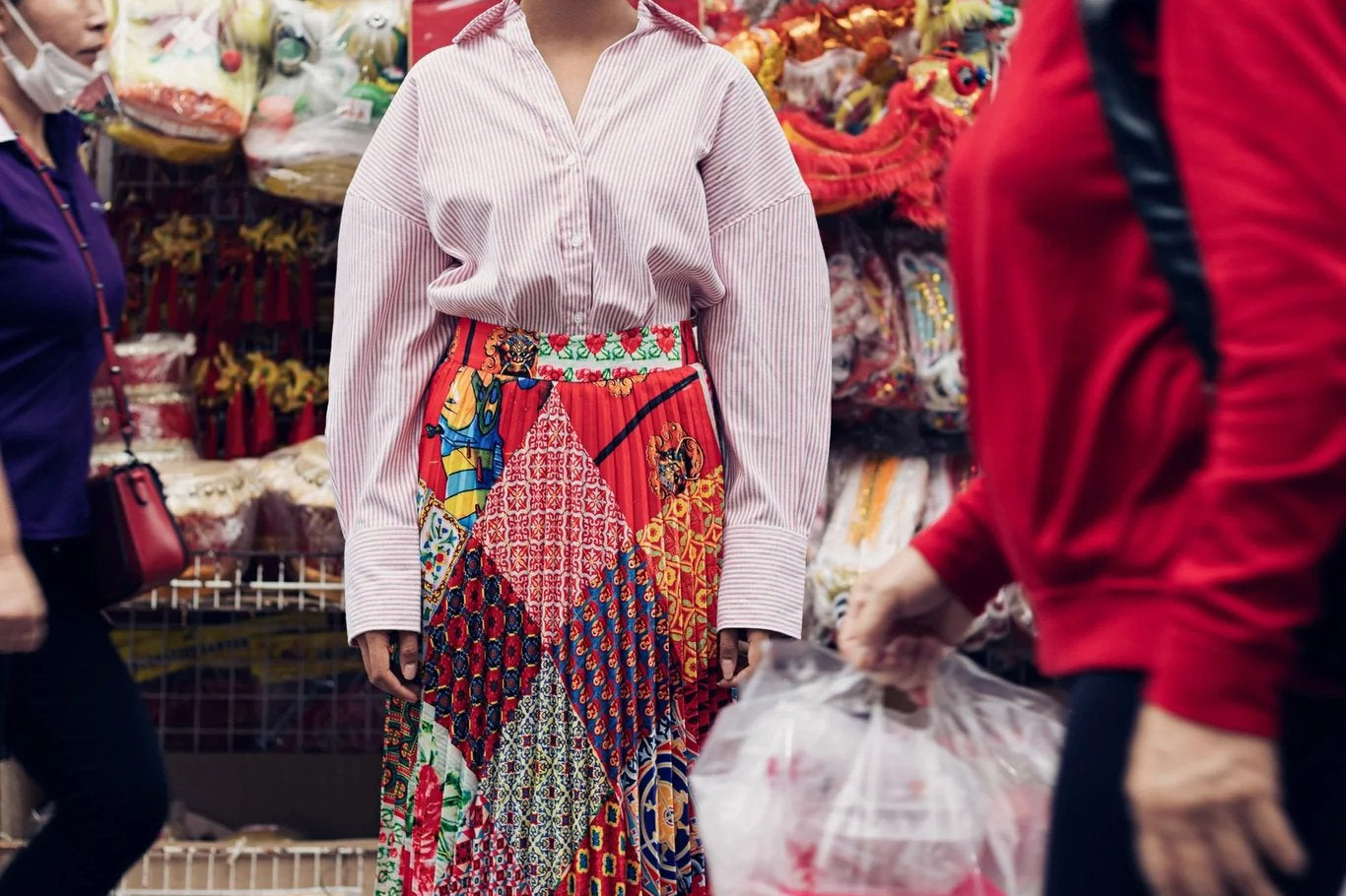 PHOTO PHACTORY | Peranakan Pleated Midi Skirt | Barn Red
