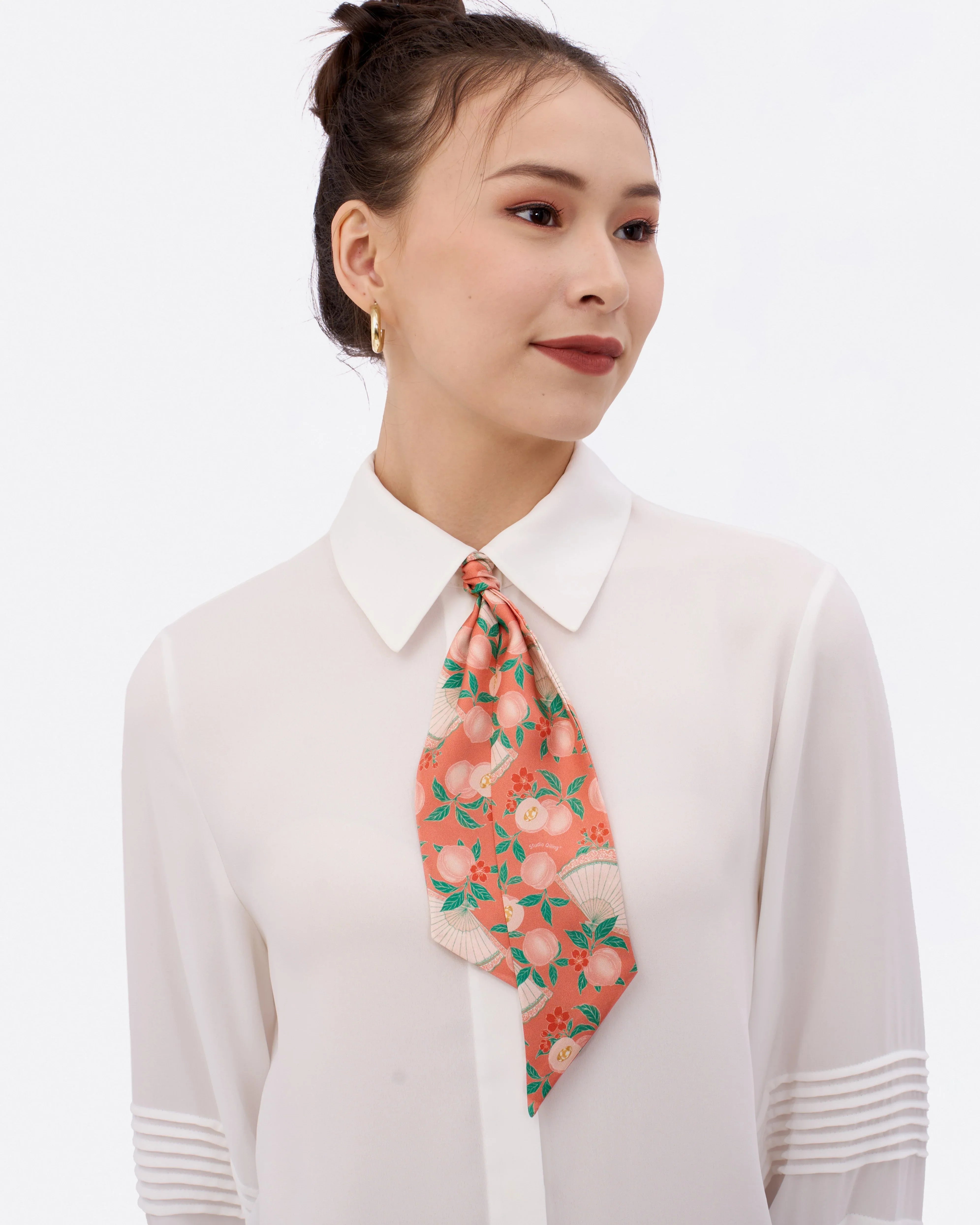 STUDIO QILING | Golden Peaches Coral Silk Bandeau 100