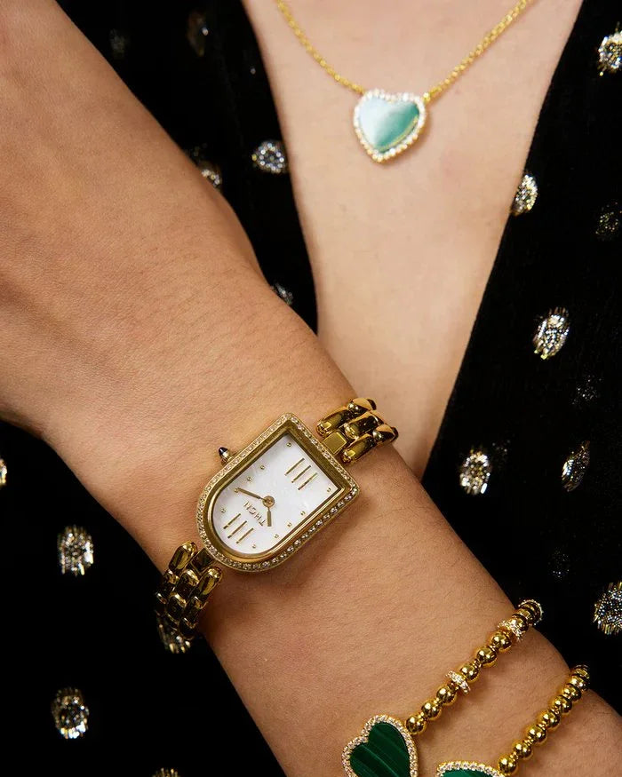 BLACK BY BLUE BRAVE | THCN N· II White Mother-of-Pearl Gold Bracelet Watch