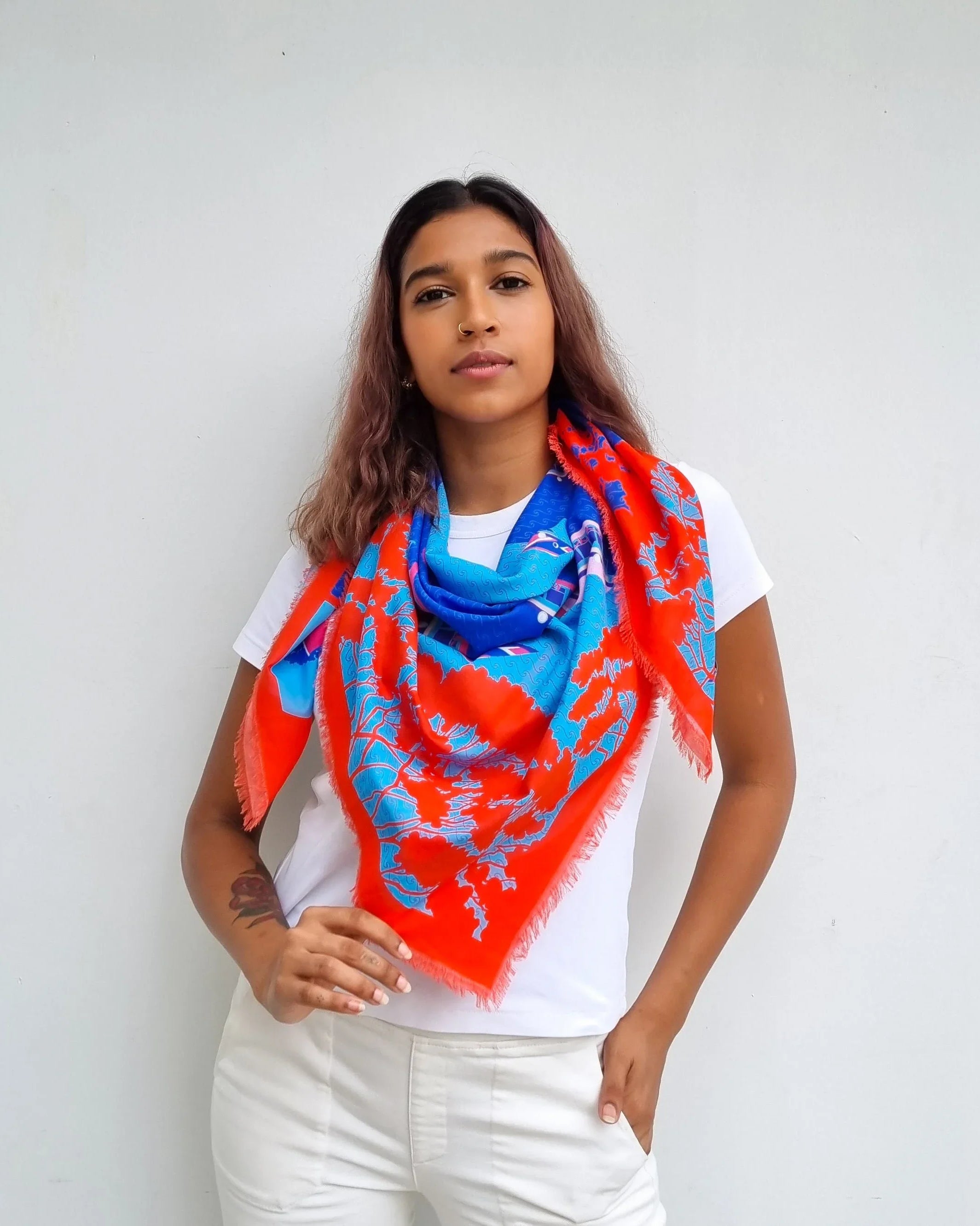 BINARY STYLE | Night At The Singapore Quay Silk Scarf