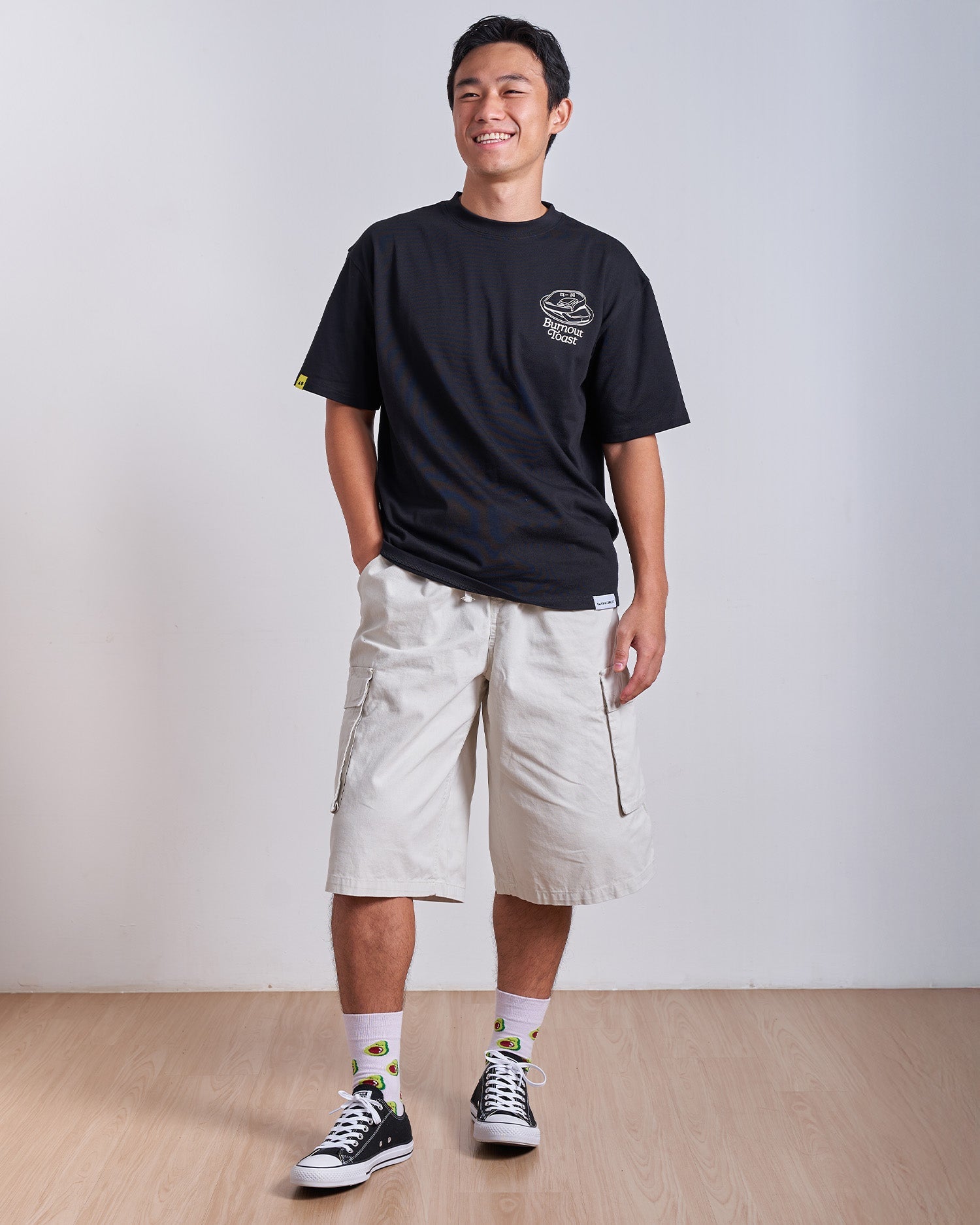 TALKING TOES | Burnout Toast Oversized Tee - Black
