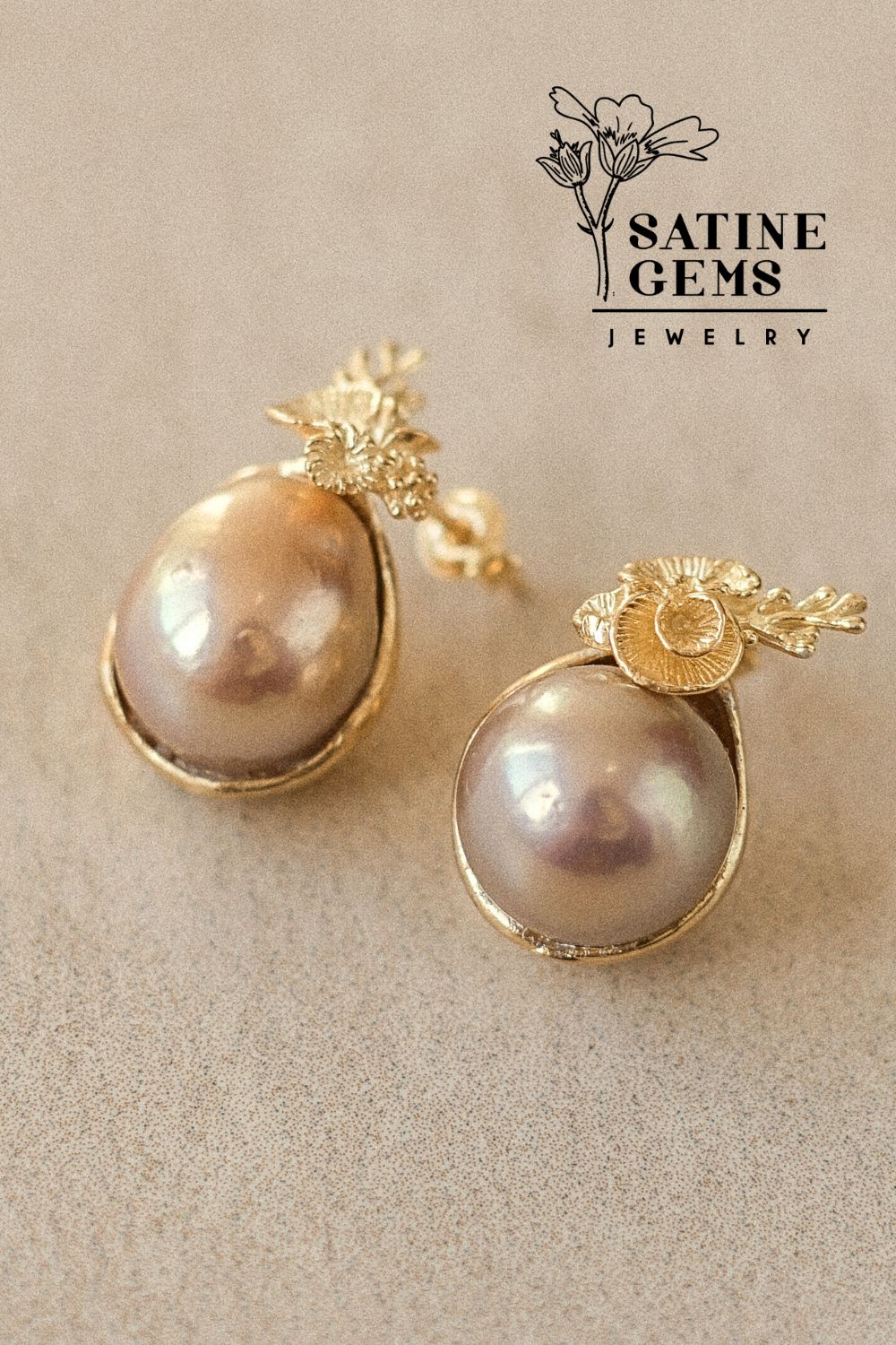 CREATIVE JEWELLERY STUDIO | Baroque Edison Pearl, Gold Plated Silver Stud Earrings by Satine Gems Jewelry