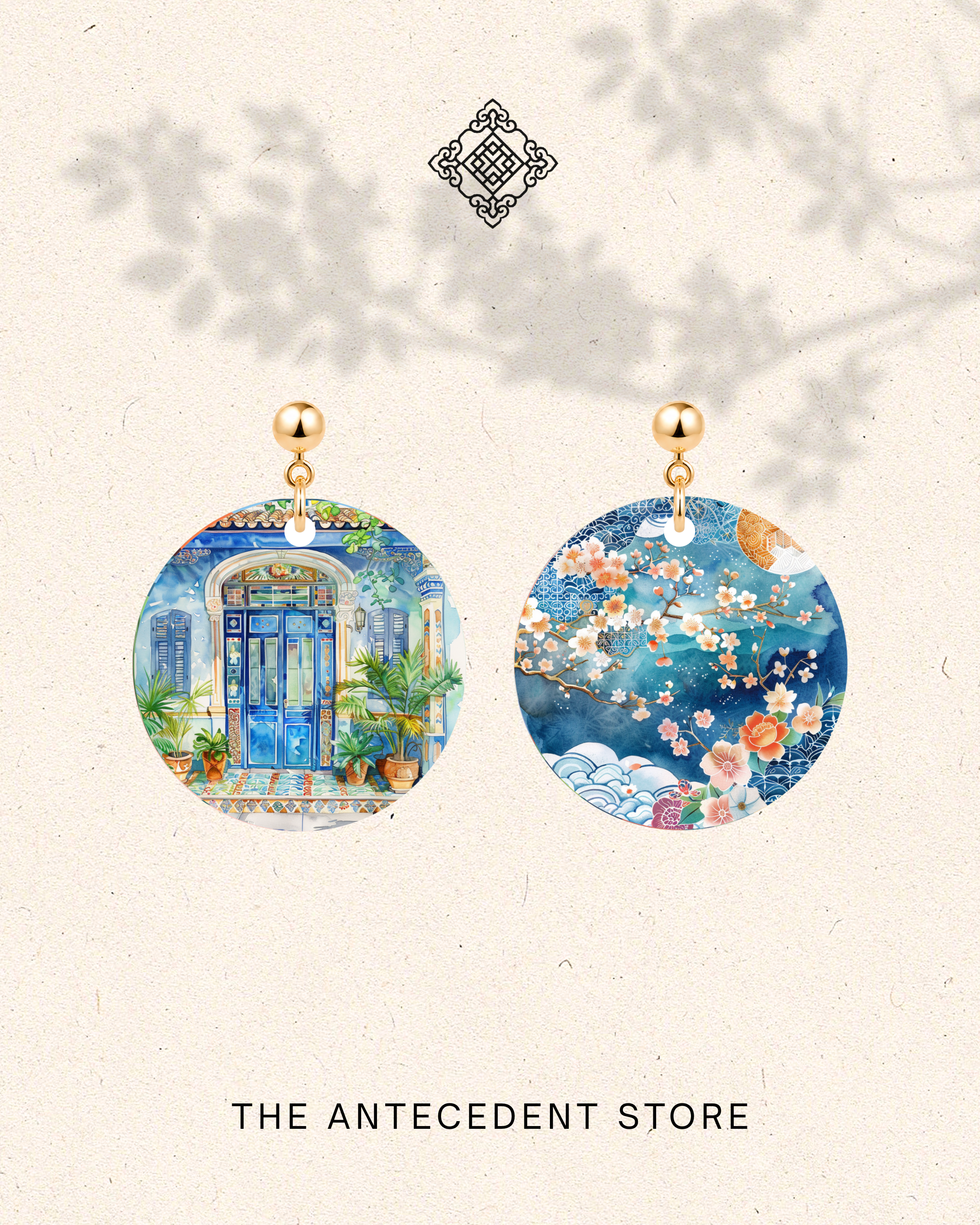 THE ANTECEDENT STORE | Asymmetrical Peranakan Shophouse Earrings