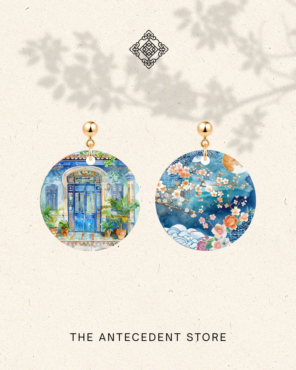 THE ANTECEDENT STORE | Asymmetrical Peranakan Shophouse Earrings