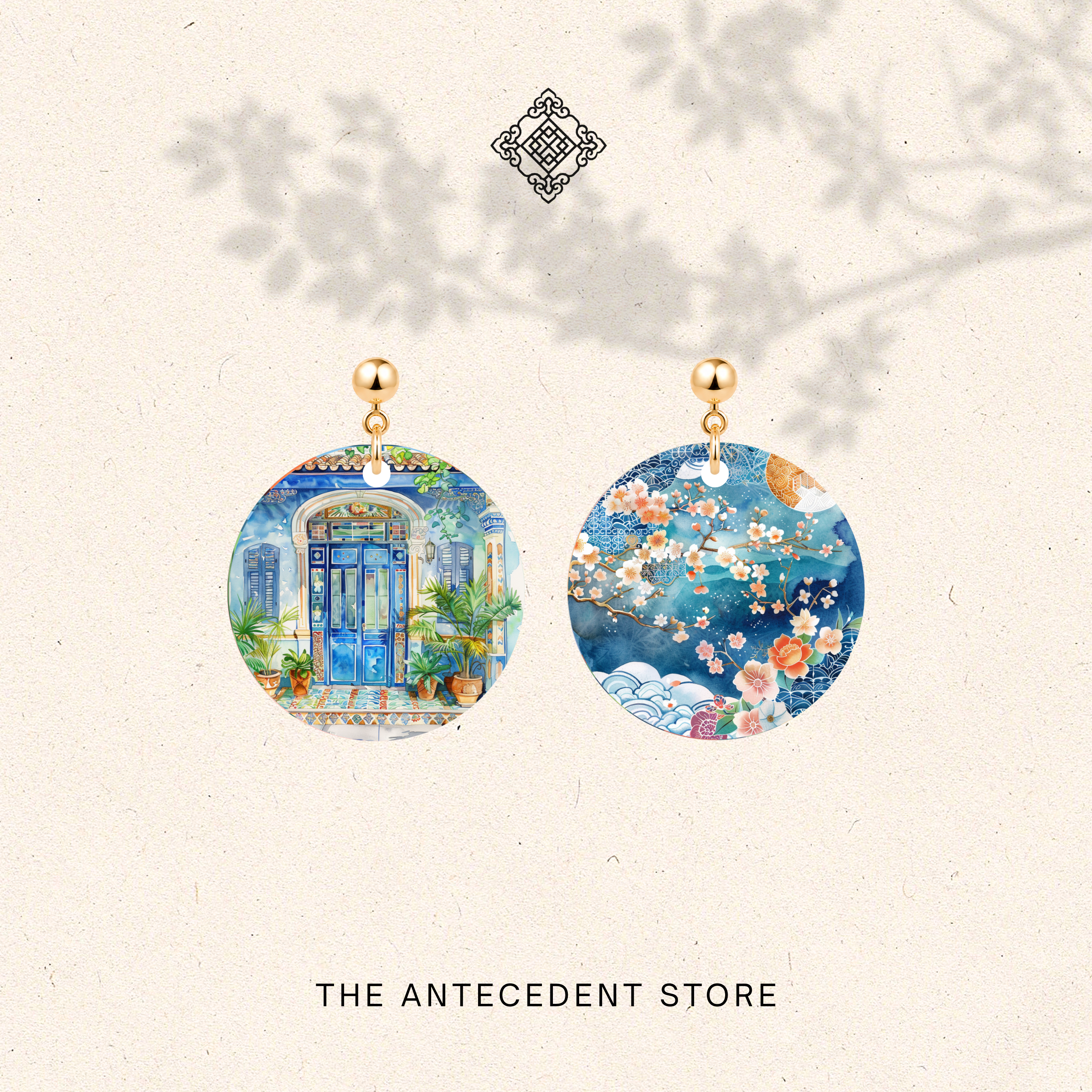 THE ANTECEDENT STORE | Asymmetrical Peranakan Shophouse Earrings