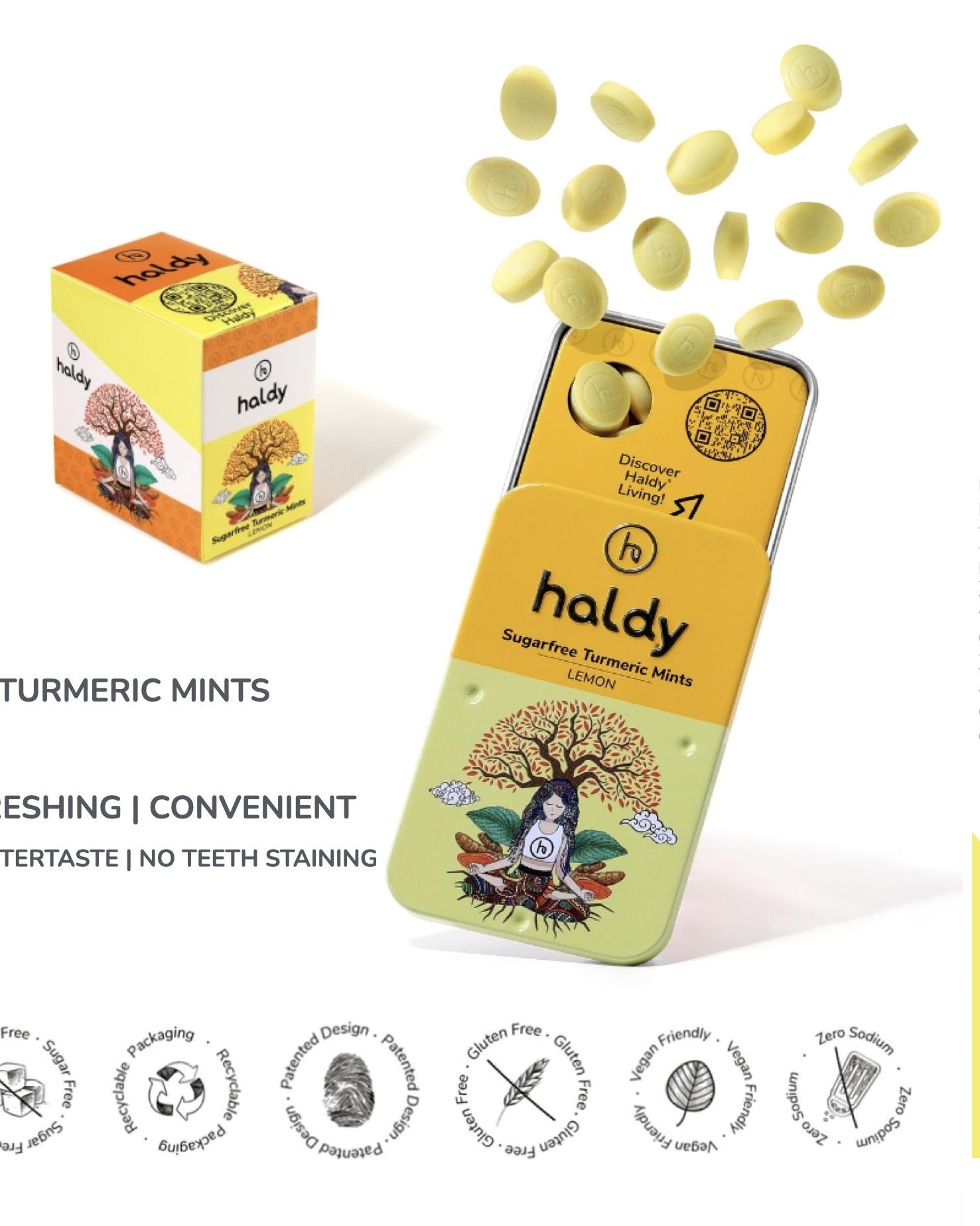 HALDY | Sugarfree Turmeric Mints - Lemon (6-Pack)