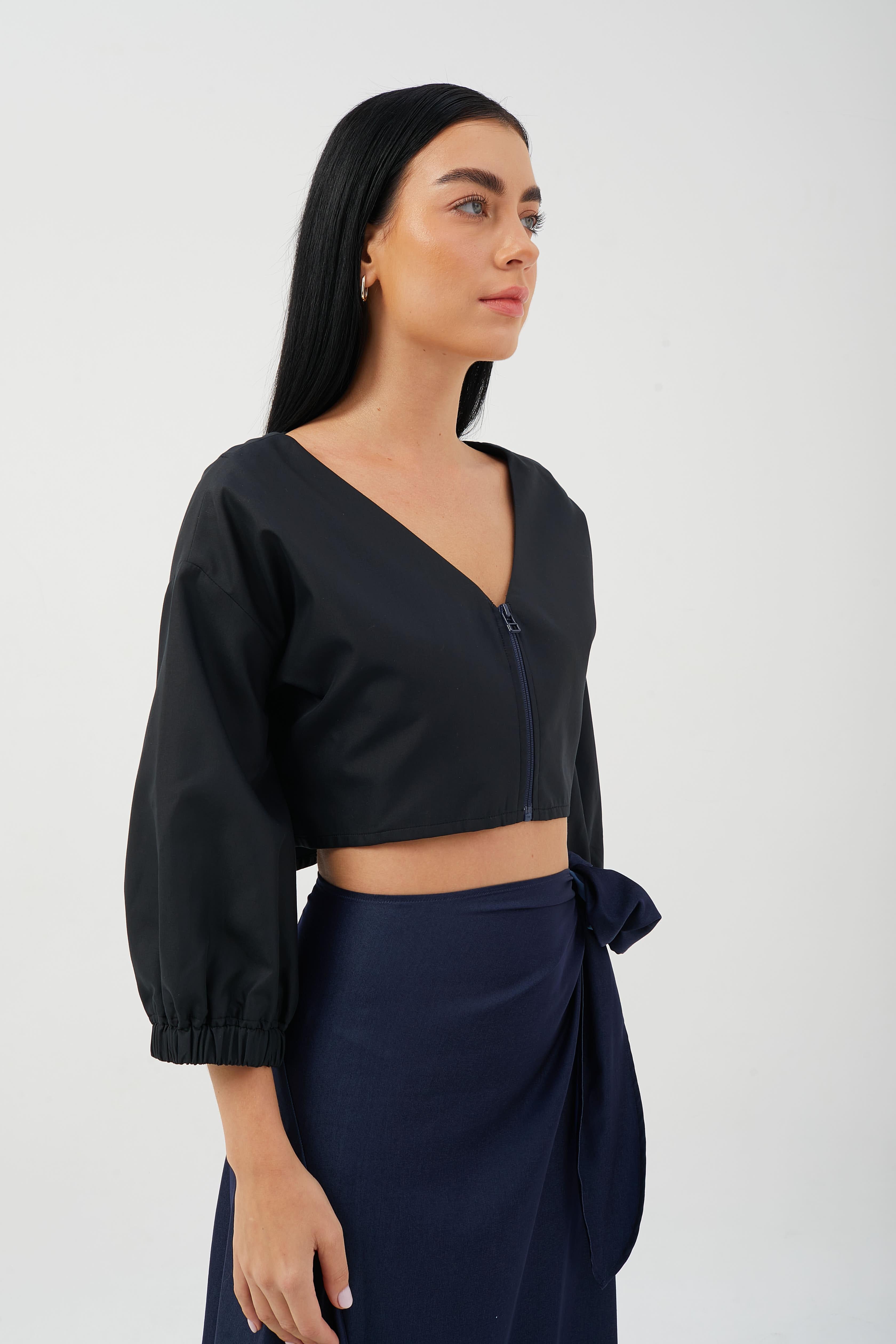 CAELI ECO LUXE | Cropped Puff Sleeve Jacket