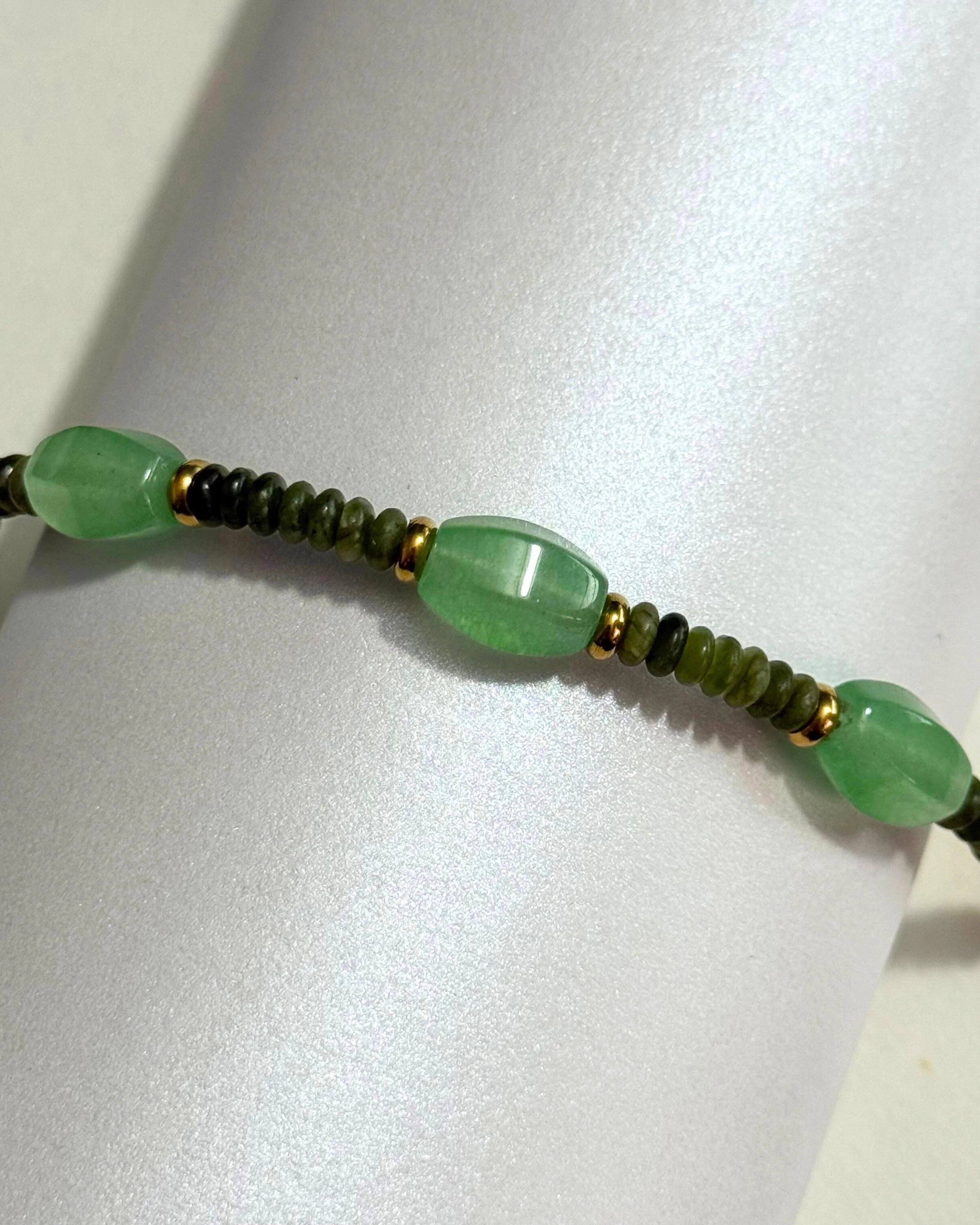 THE ANTECEDENT STORE | B - Abundance & Wellbeing Green Aventurine With Nephrite Jade Bracelet