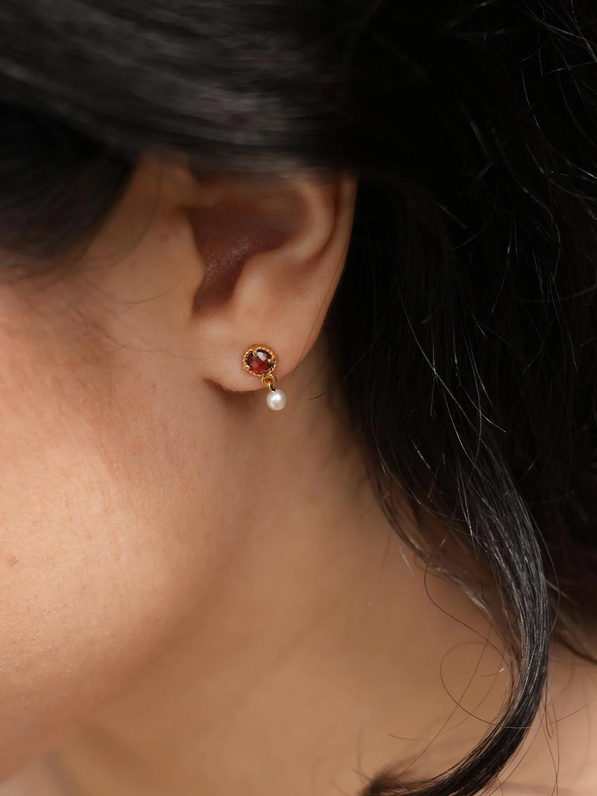 EMBRACE JEWELLERY | Pearl Whisper Drops With Garnet