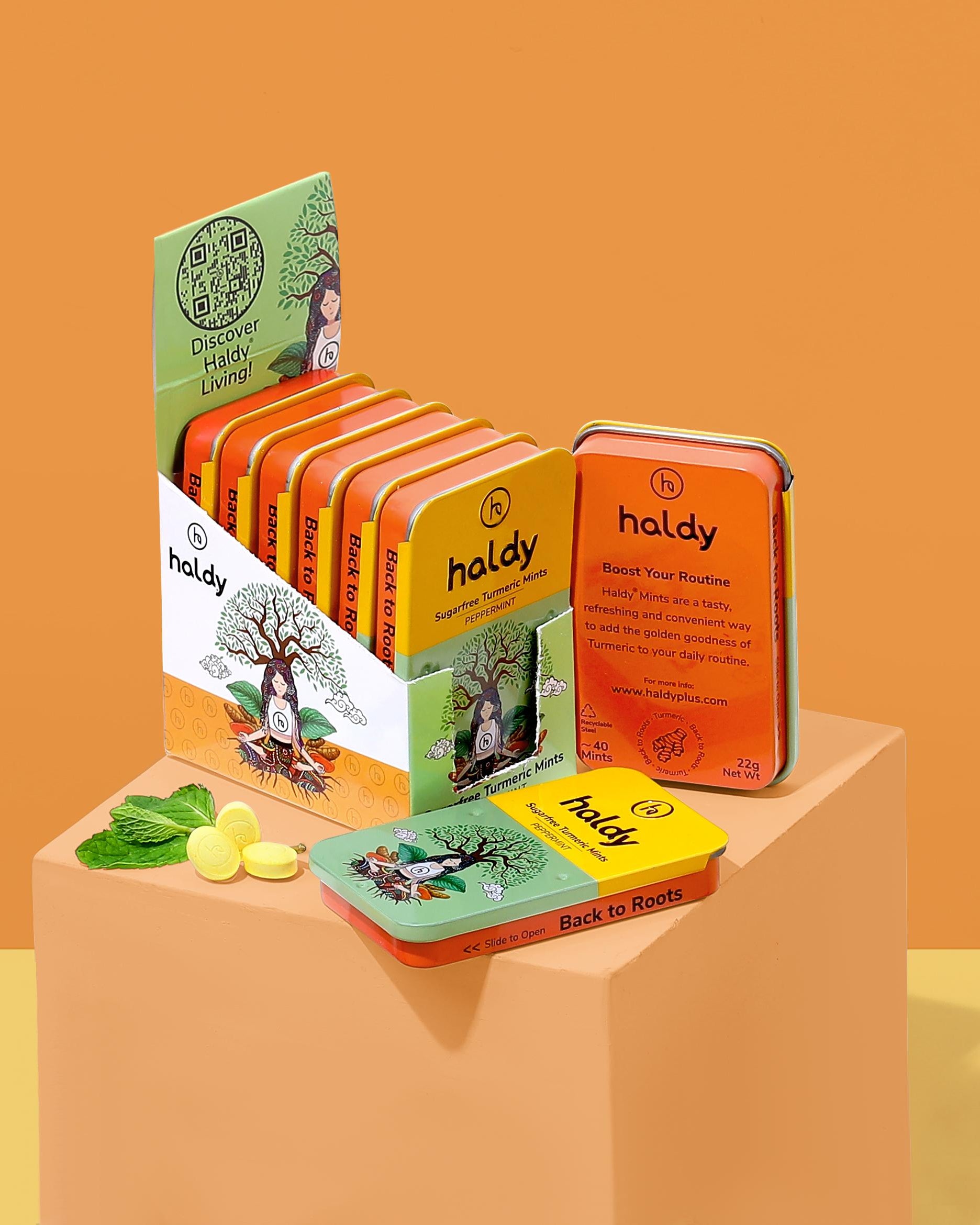 HALDY | Sugarfree Turmeric Mints - Peppermint (6-Pack)