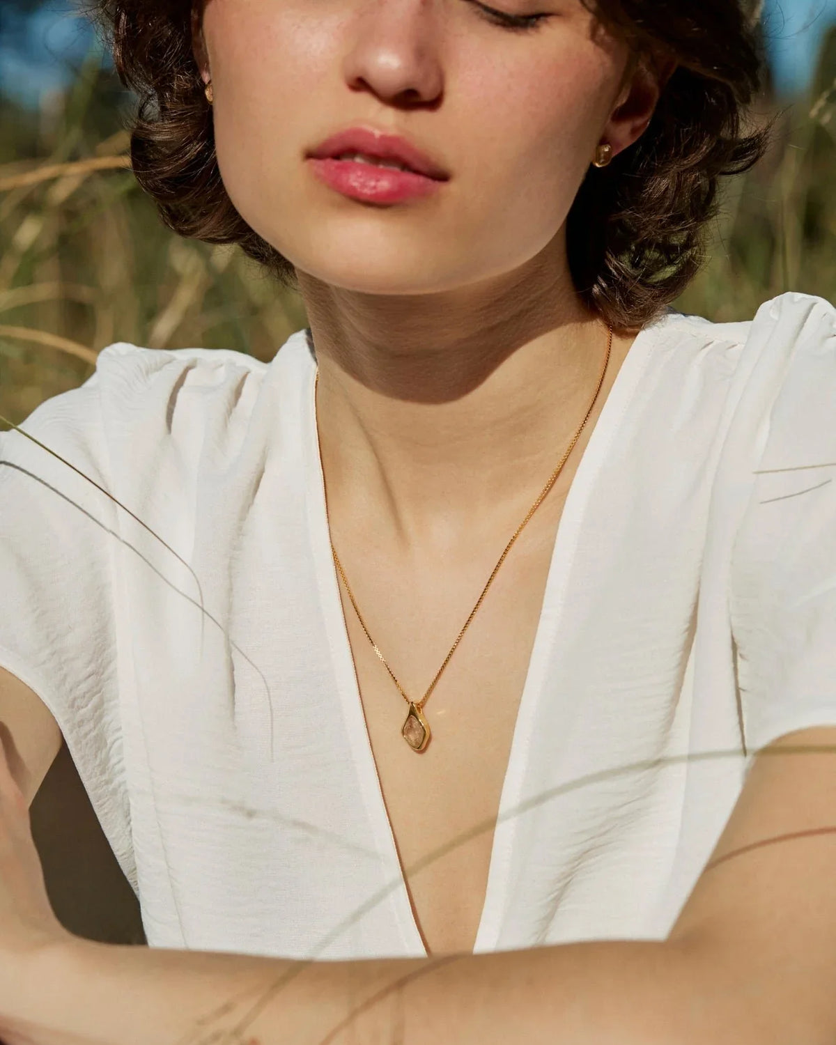 RINA LEE | GOLDEN Rutile Quartz Adjustable Chain Necklace | 18K Gold Vermeil