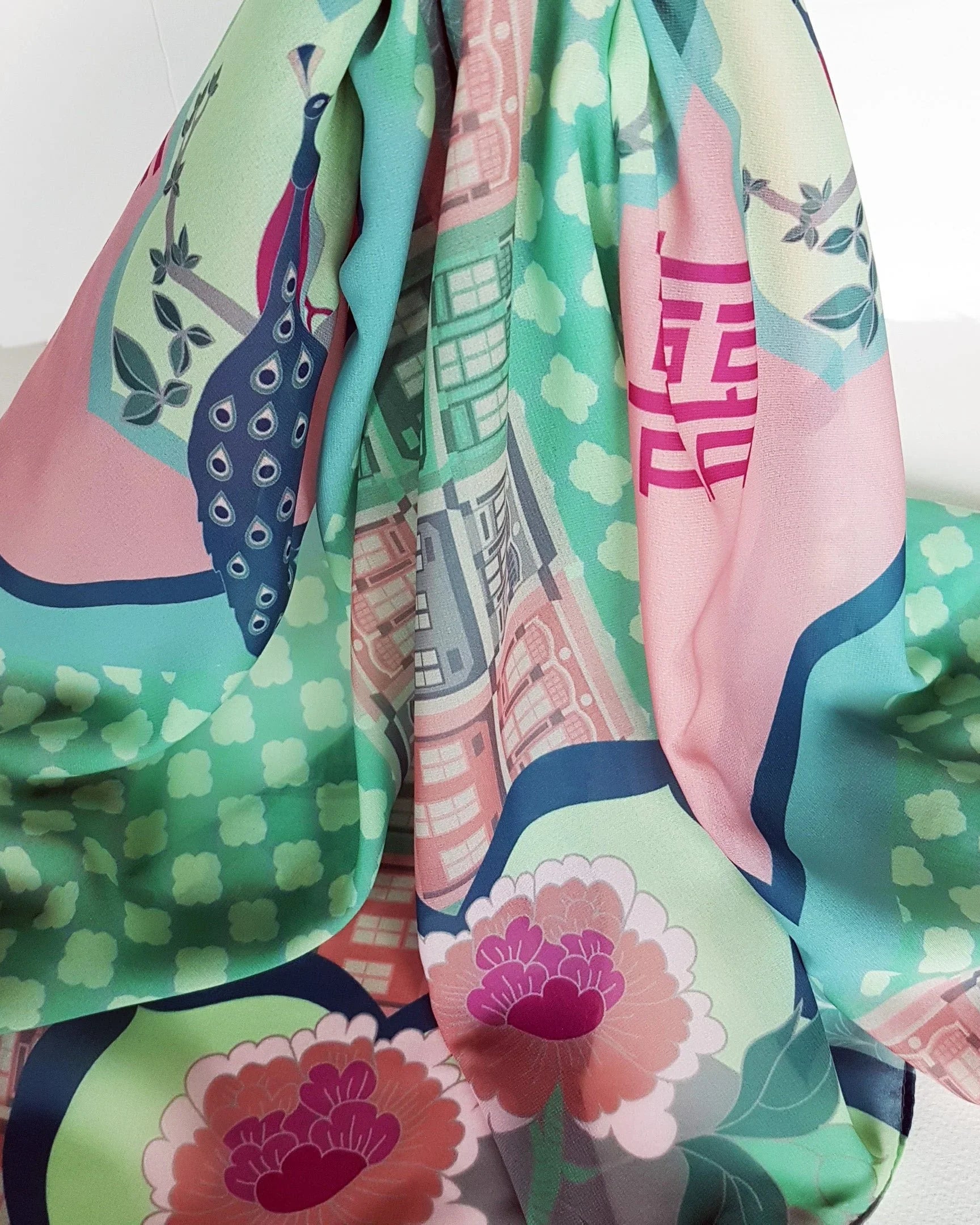 BINARY STYLE | Peranakan Opulence Silk Square Scarf 87x87cm