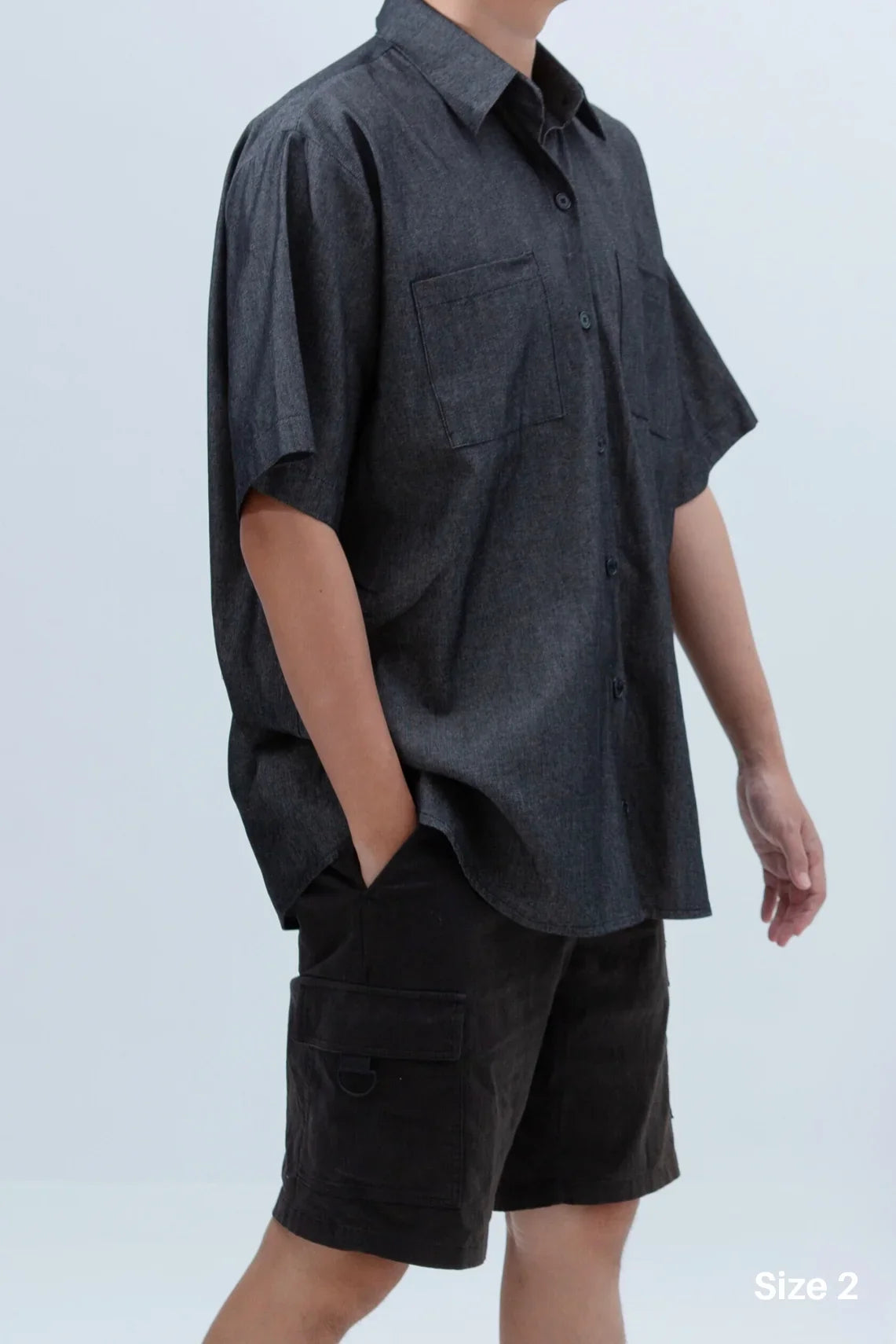 SAERO COLLECTIVE | Denim Short Sleeve Shirt | Black