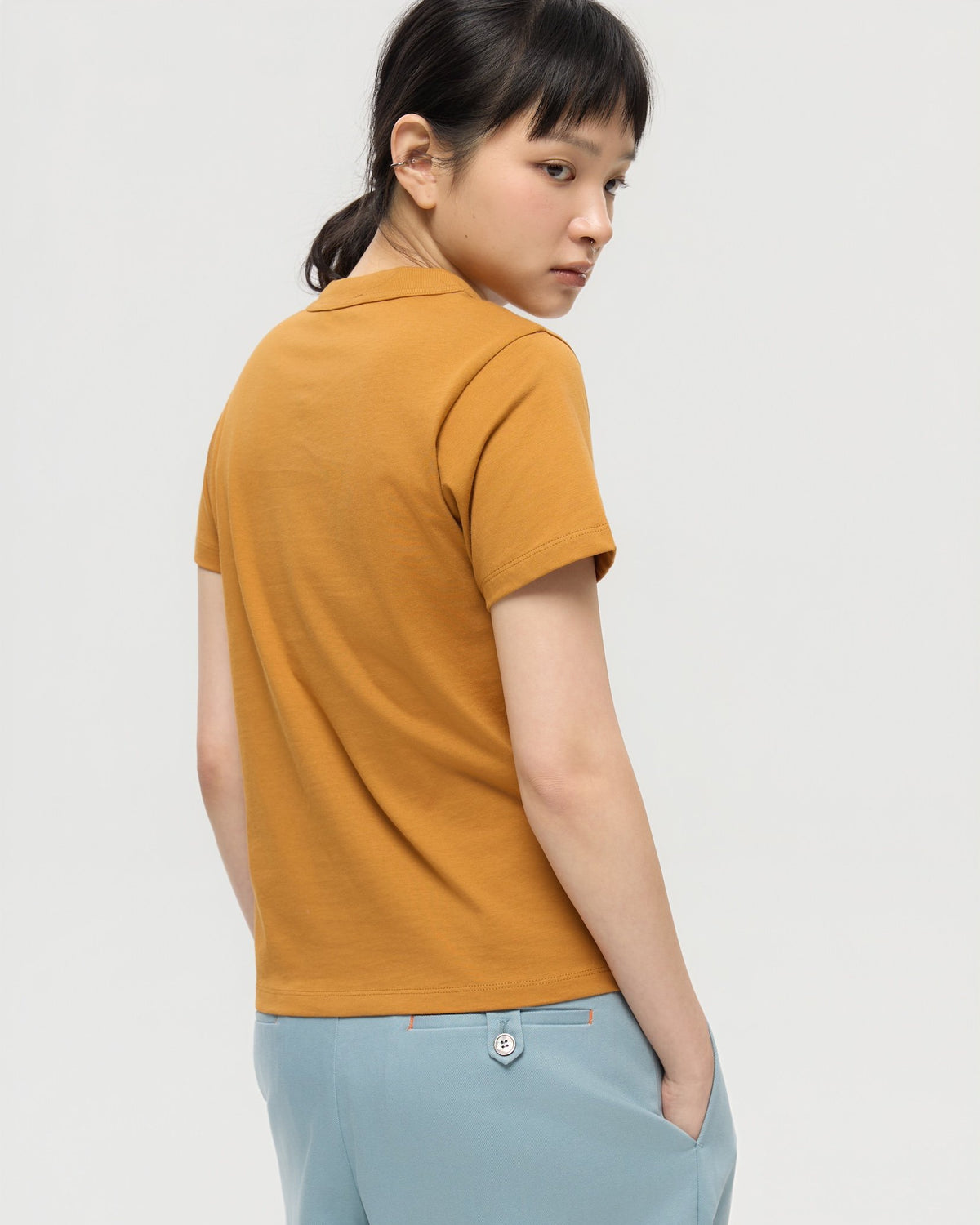 3EIGHTH | Mock Neck Tee in Caramel