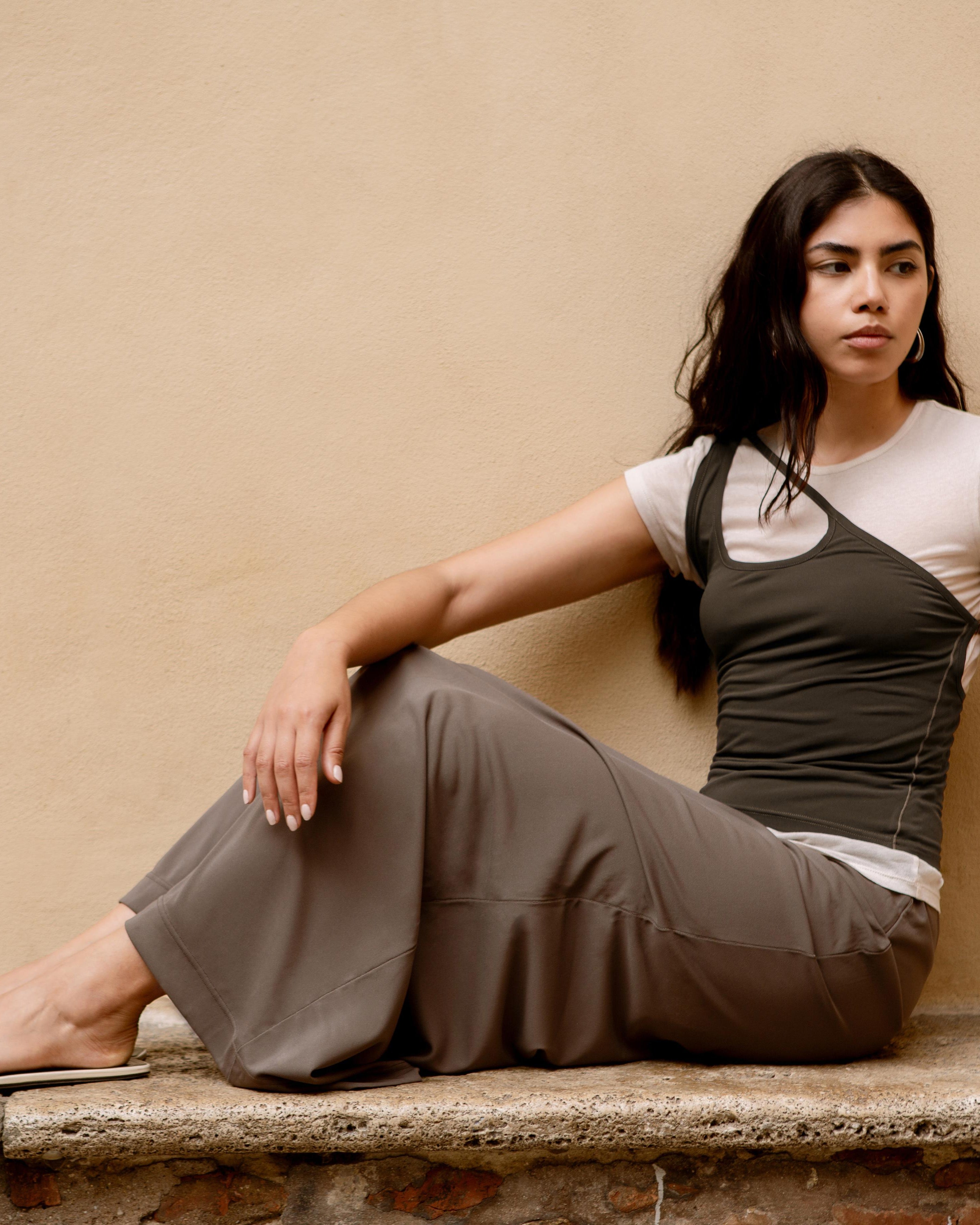 LAYERPLAN | Twila Gathered Stretch-Jersey Tank