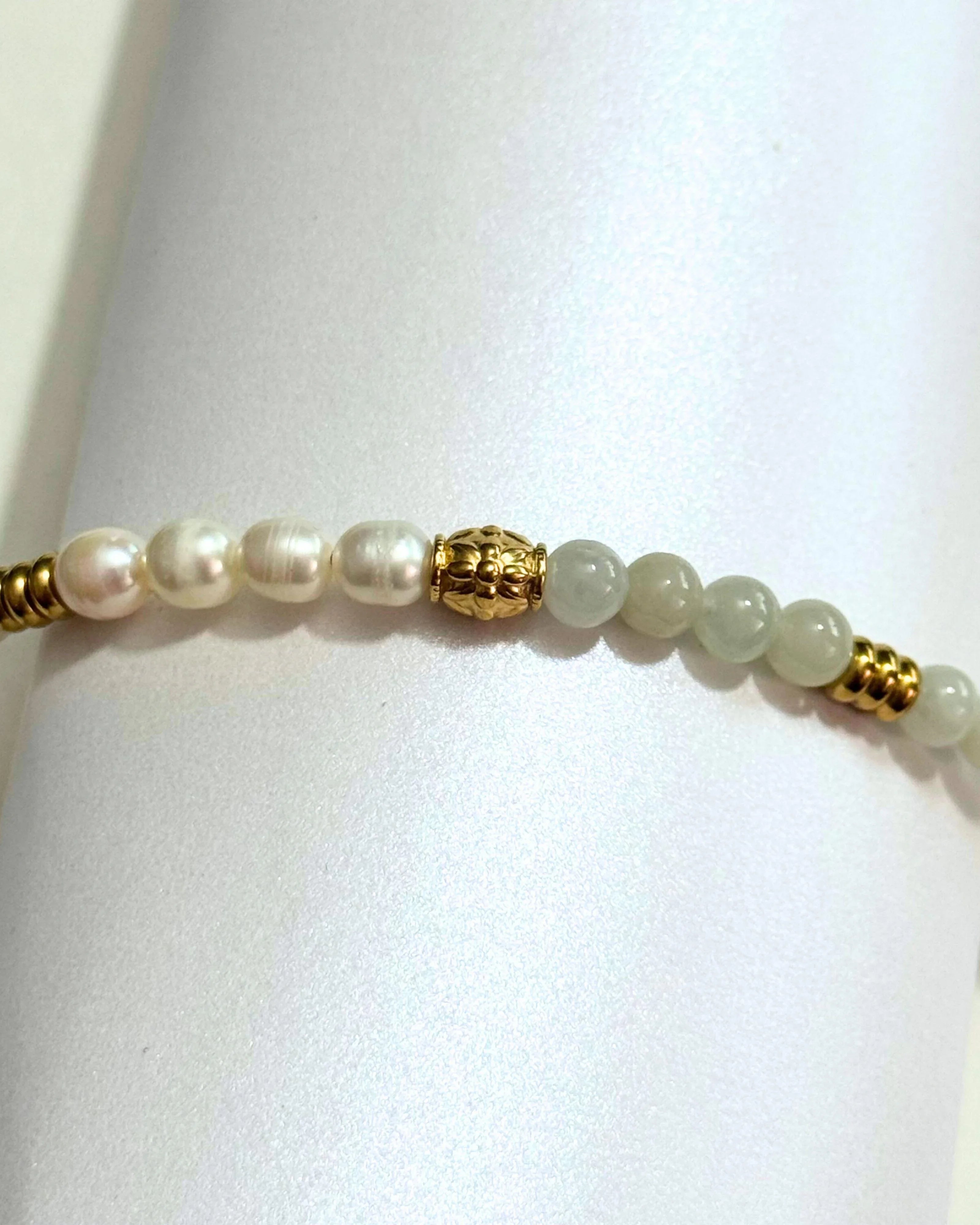 THE ANTECEDENT STORE | B - Burmese Jade With Freshwater Pearl Bracelet