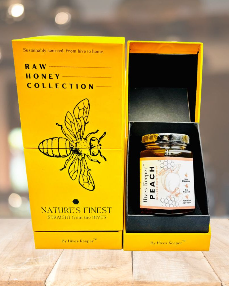 HIVES KEEPER | Infused Raw Honey (with Gift Box) - Peach Infused Raw Honey