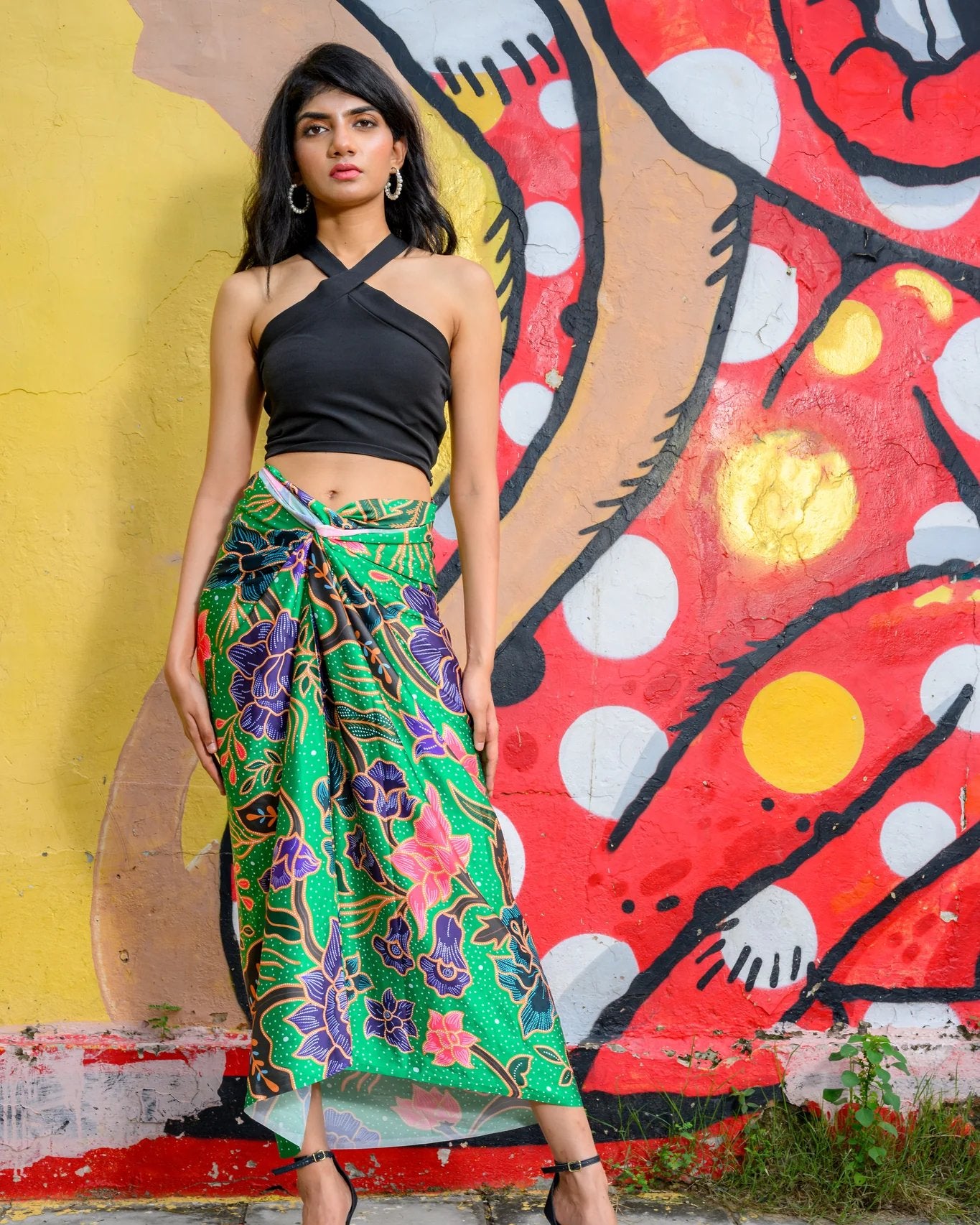 PHOTO PHACTORY | Jiwas Wrap Skirt | Singapore Girl Skirt | Green