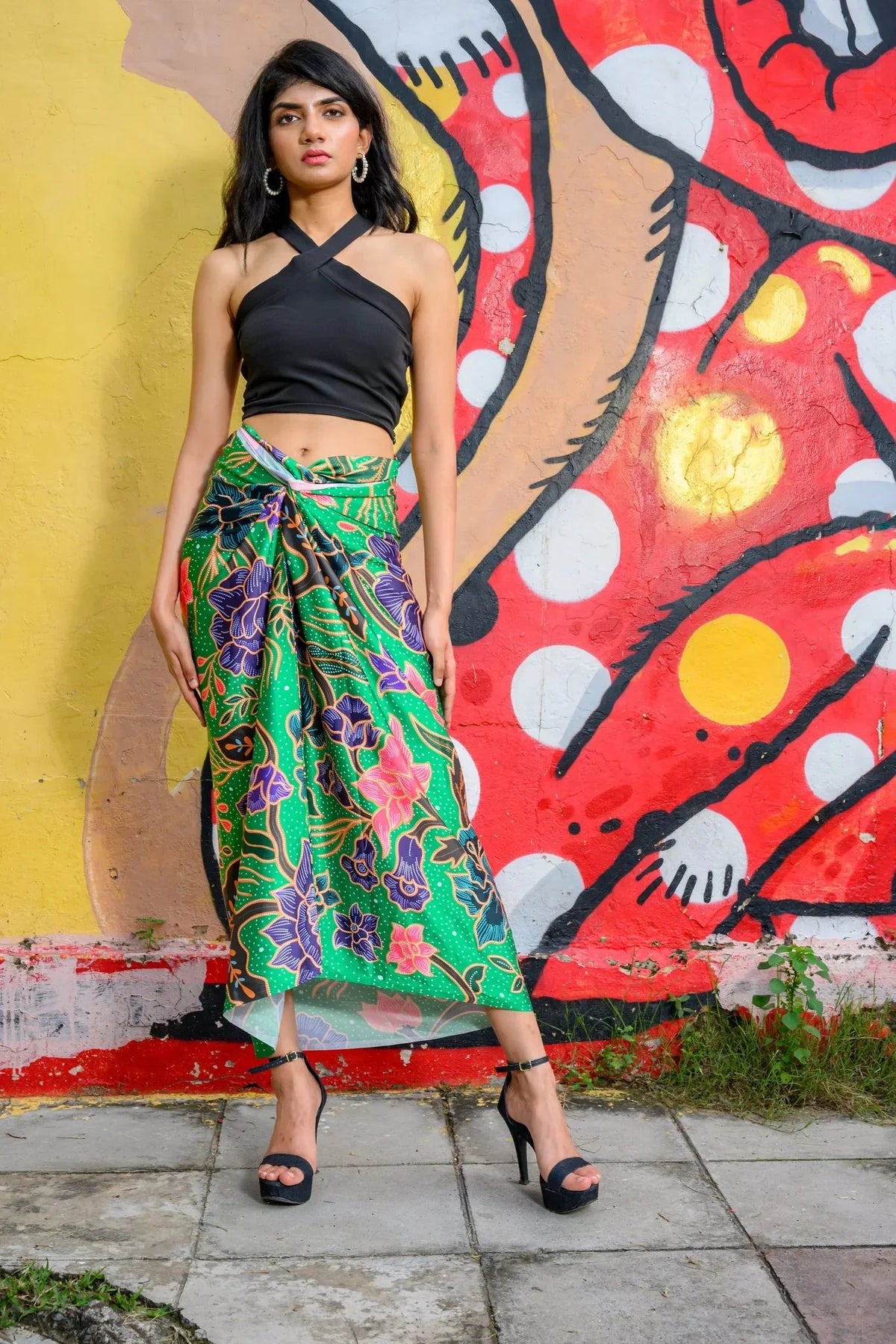PHOTO PHACTORY | Jiwas Wrap Skirt | Singapore Girl Skirt | Green