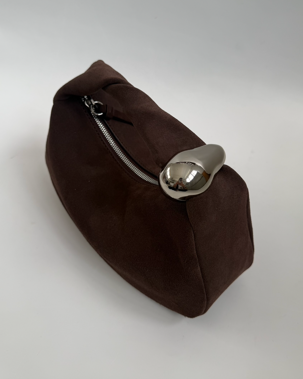 WU HAUS | Orbit Lightweight Suede Coffee Sculptural Bag