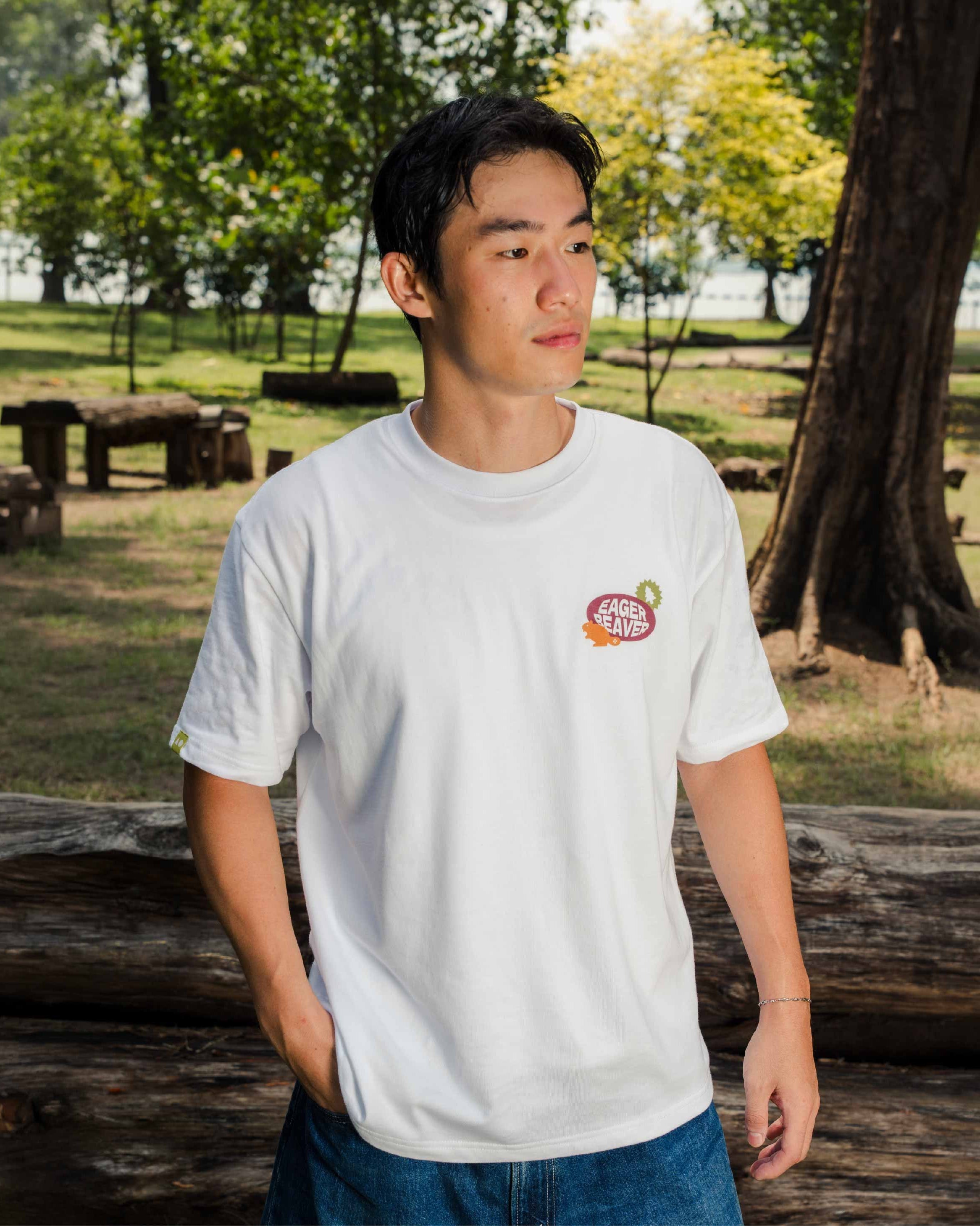 TALKING TOES | Eager Beaver Oversized Tee | White