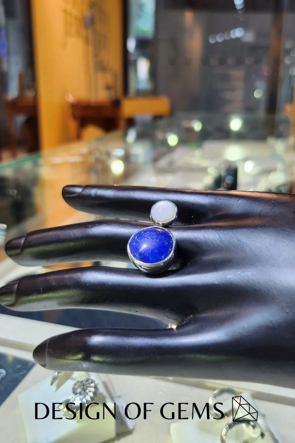 CREATIVE JEWELLERY STUDIO | Lapis Lazuli & Mother of Pearl Bubble Ring by Design of Gems