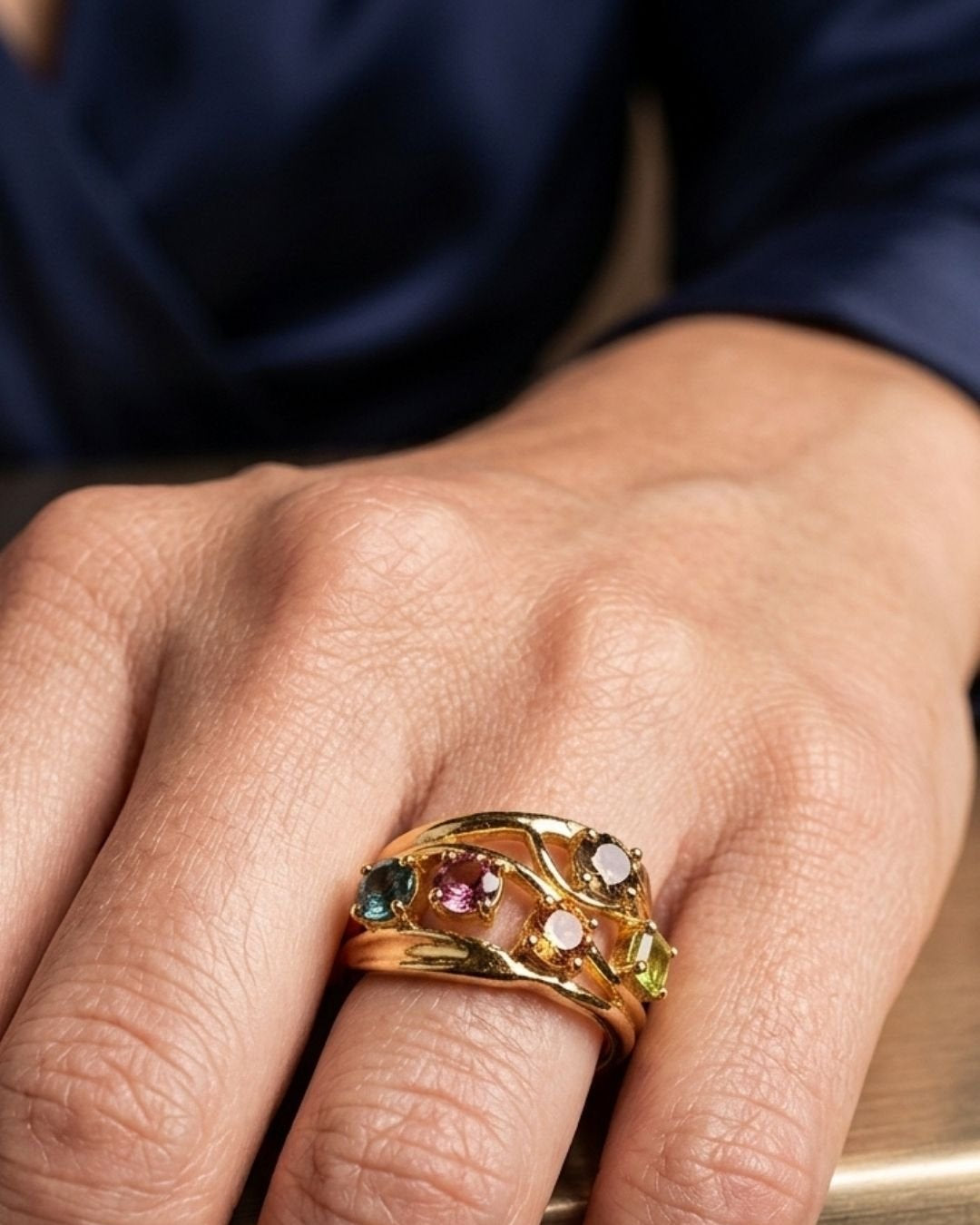 CREATIVE JEWELLERY STUDIO | Tourmaline & Gold Plated Silver Ring by Blissadora