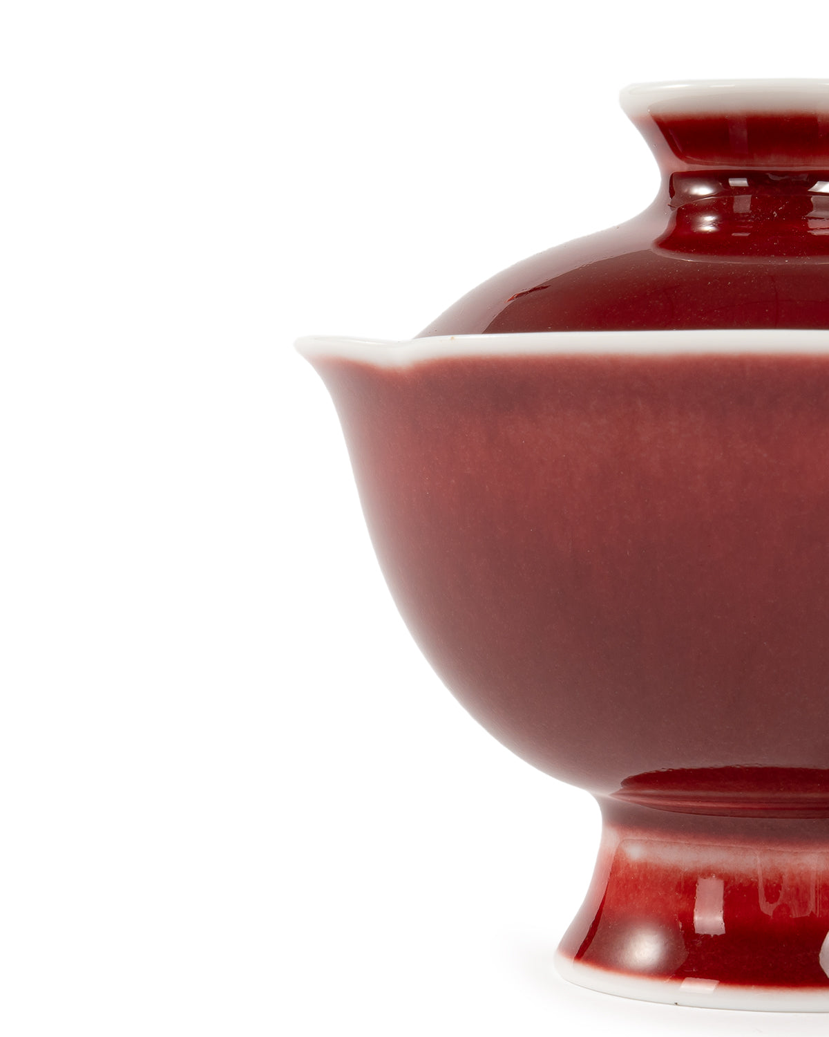 CRAFILAB | Kiln&Changed Cowpea Red & Tall Petal Rim Lidded Bowl