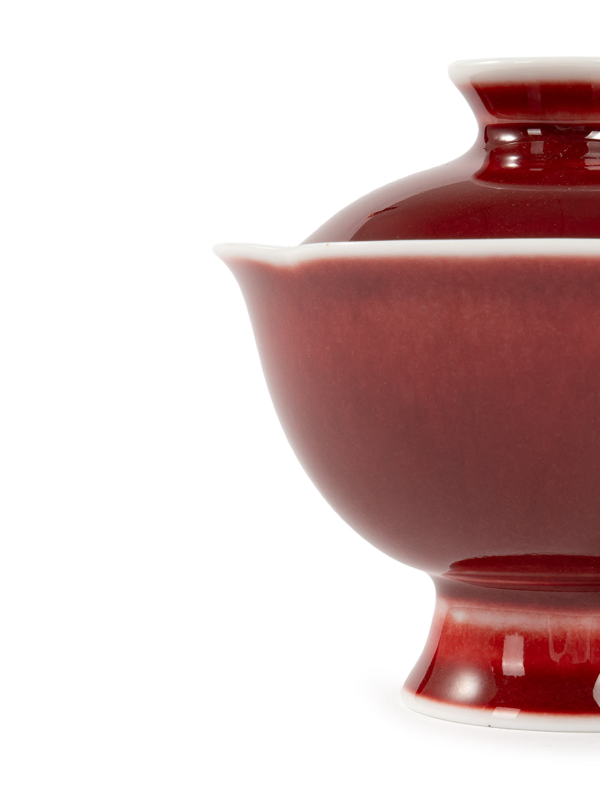 CRAFILAB | Kiln&Changed Cowpea Red & Tall Petal Rim Lidded Bowl