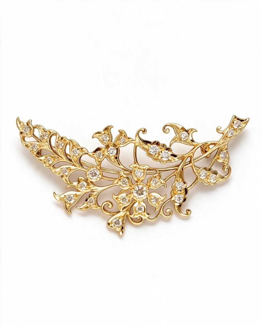 FOUNDATION JEWELLERS | 18K Yellow Gold Natural Diamond Pendant Brooch - PP101337
