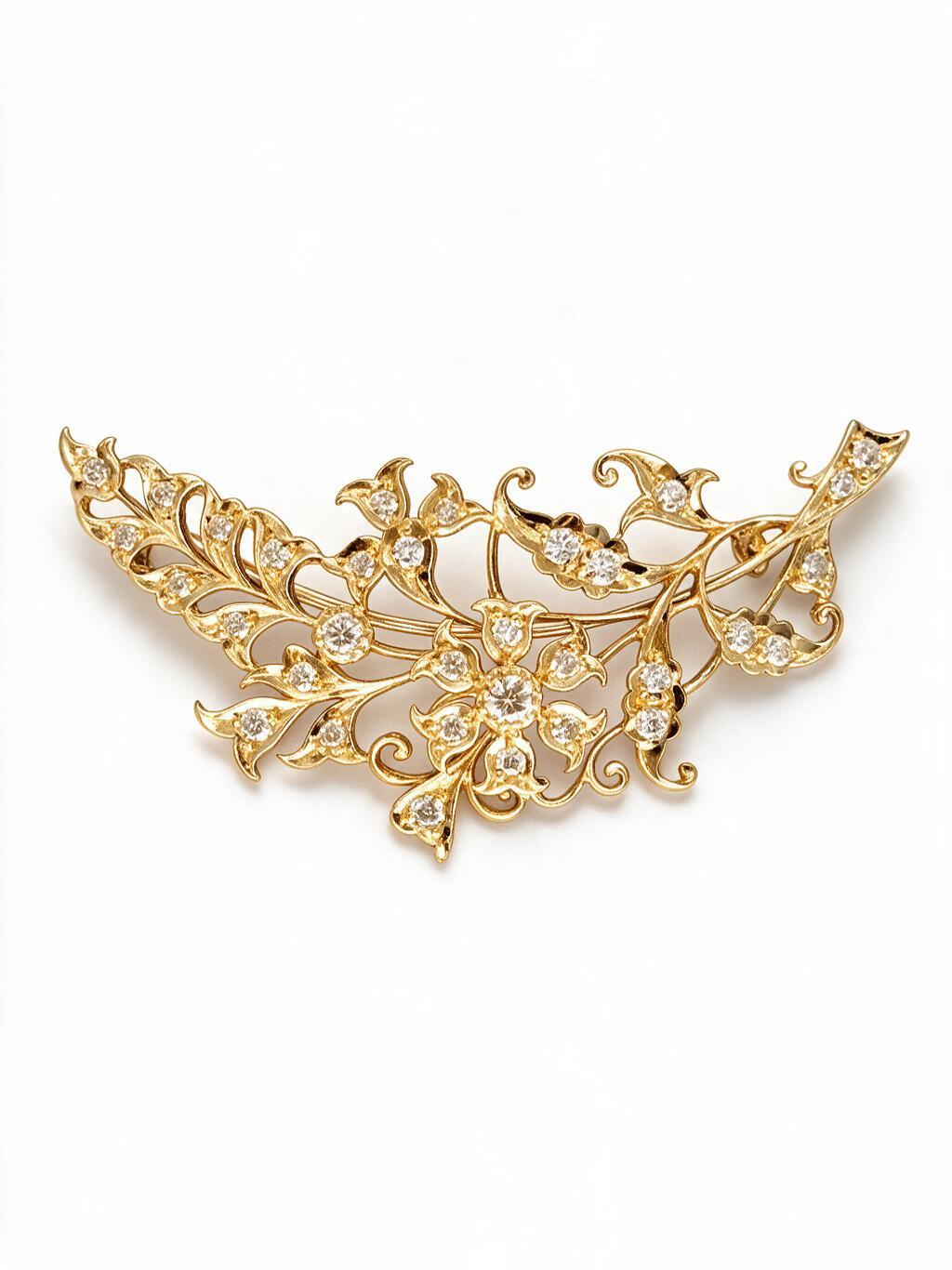 FOUNDATION JEWELLERS | 18K Yellow Gold Natural Diamond Pendant Brooch - PP101337