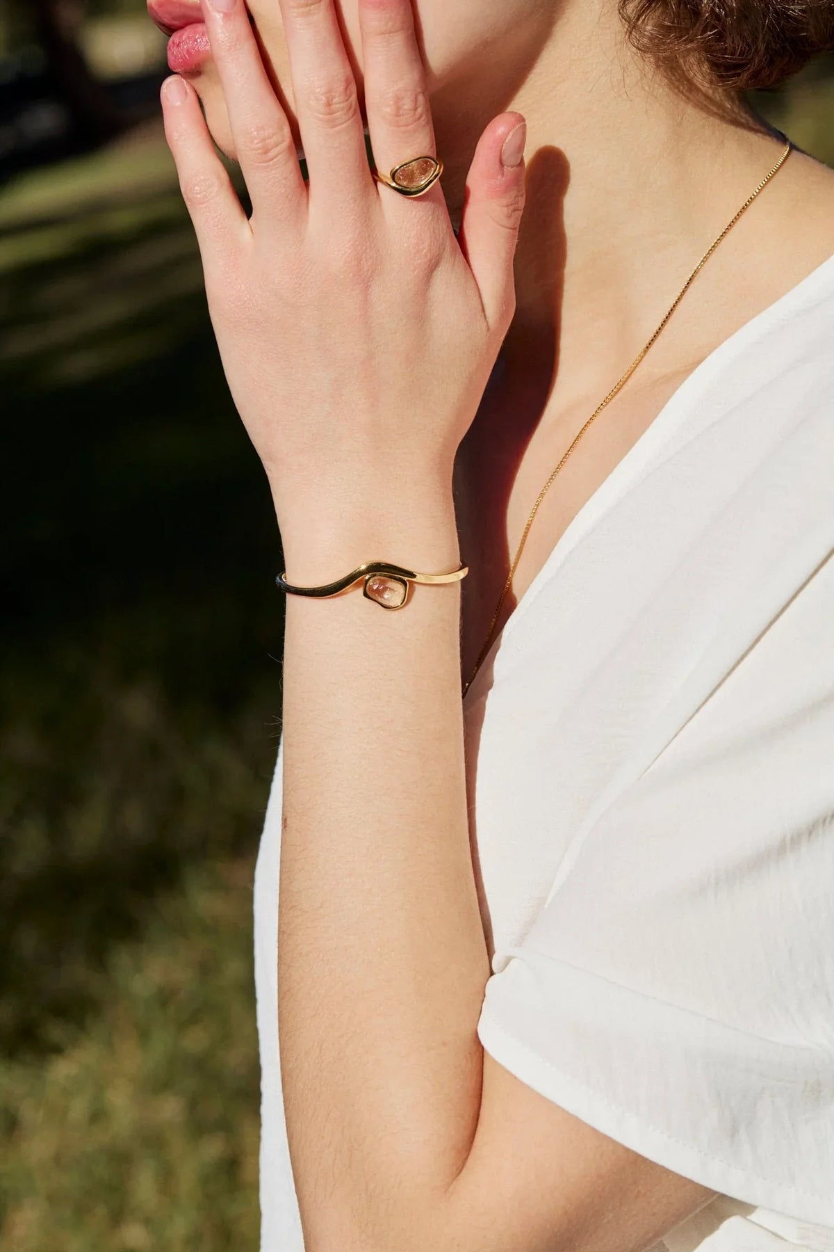 RINA LEE | GOLDEN Rutile Quartz Cuff Bracelet | 18K Gold Vermeil