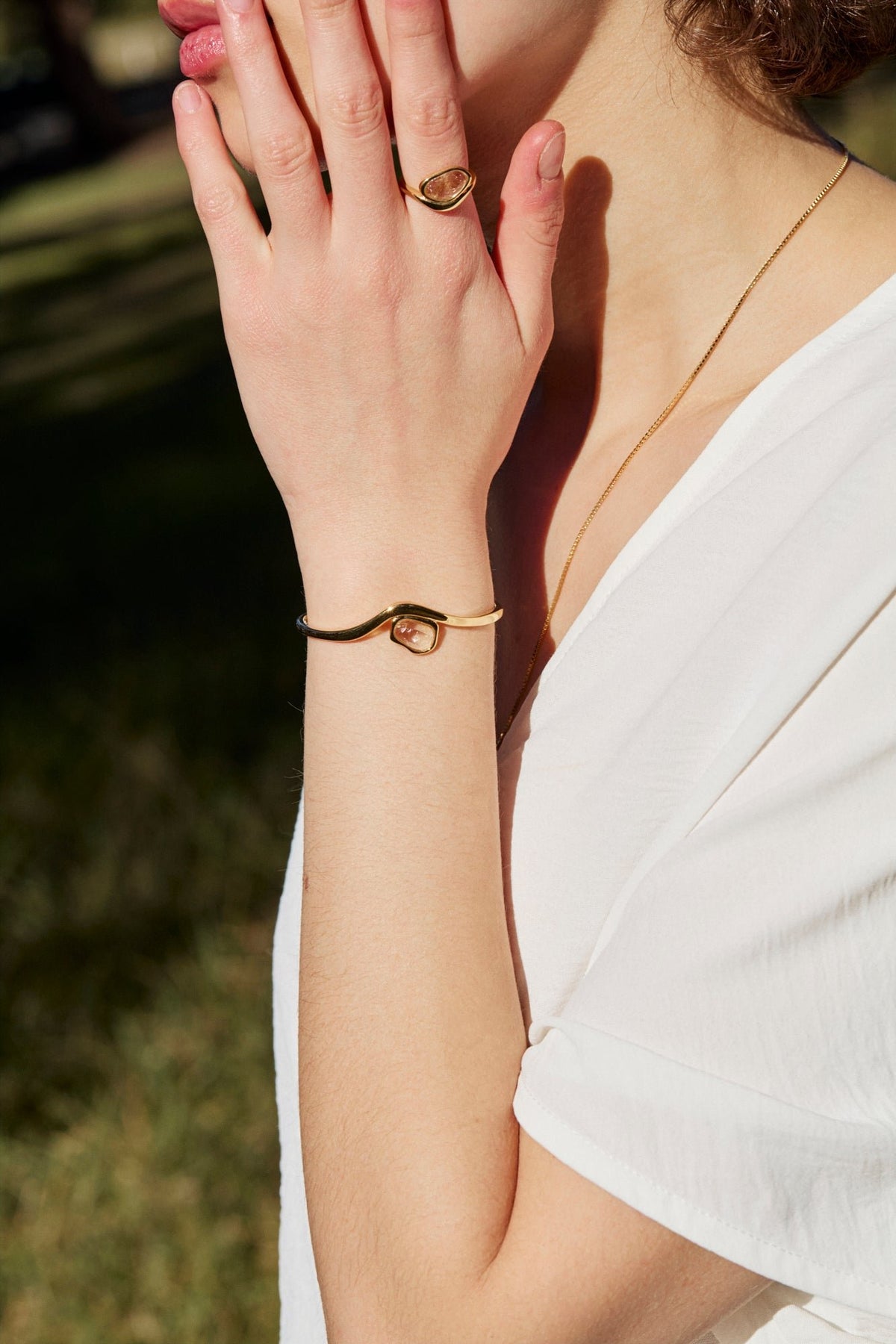 RINA LEE | GOLDEN Rutile Quartz Cuff Bracelet | 18K Gold Vermeil