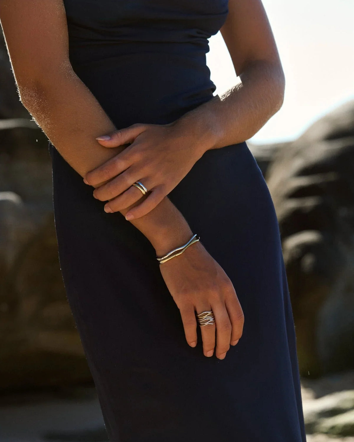 RINA LEE | Flow Mixed Metal Serenity Bangle