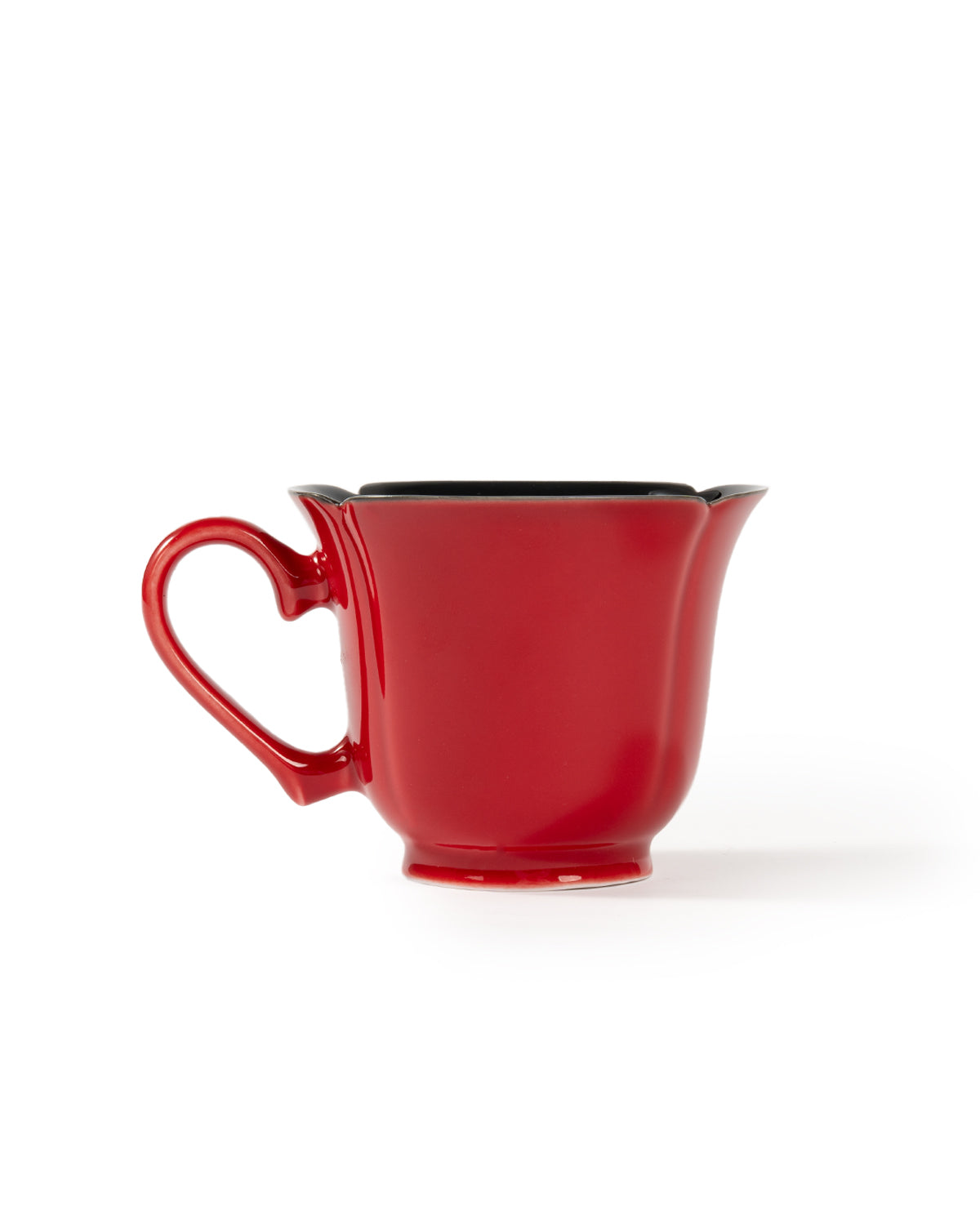 CRAFILAB | Vermilion Red & Moon Gazing Teacup With Heart & Shaped Side Handle
