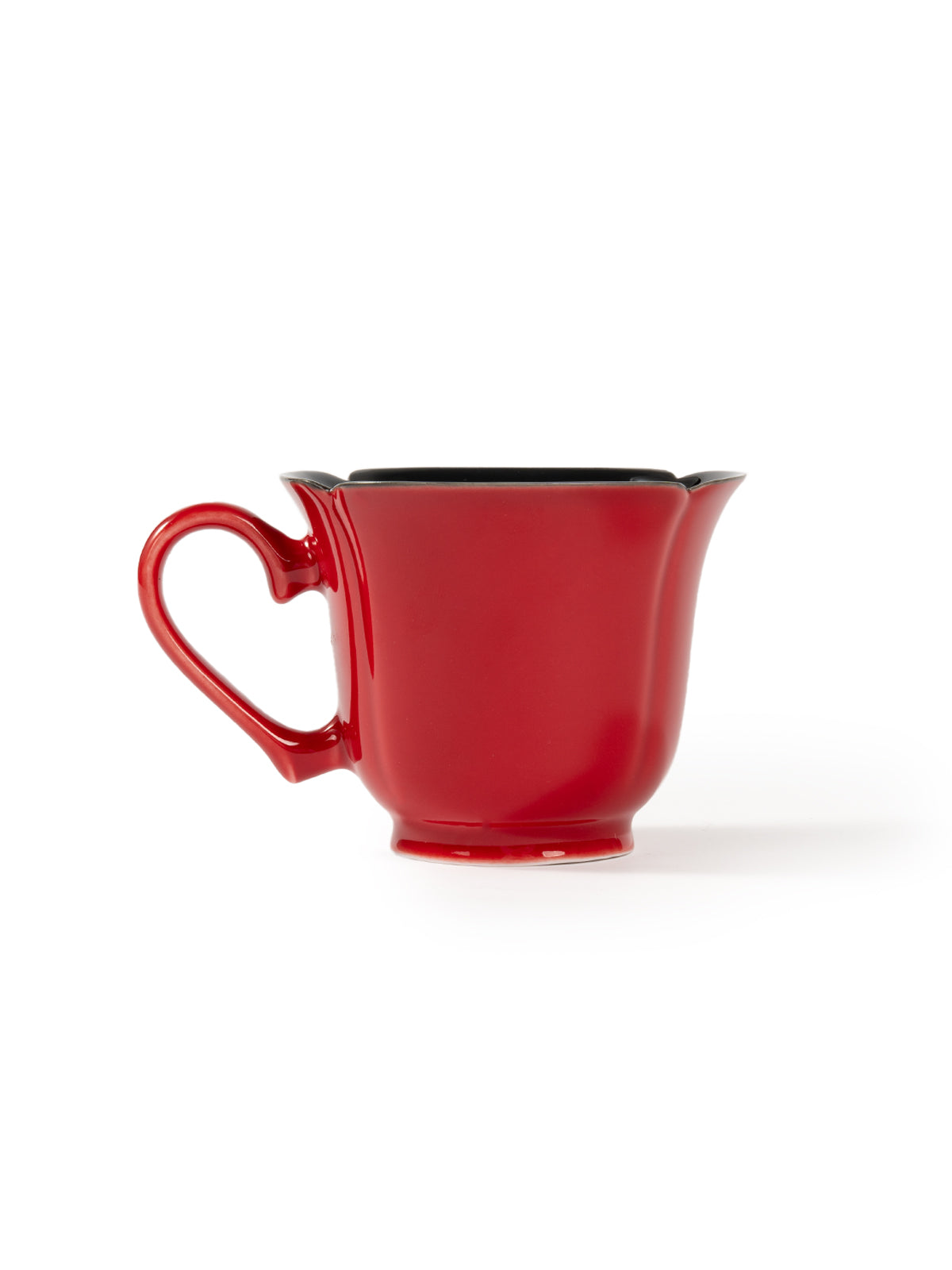 CRAFILAB | Vermilion Red & Moon Gazing Teacup With Heart & Shaped Side Handle