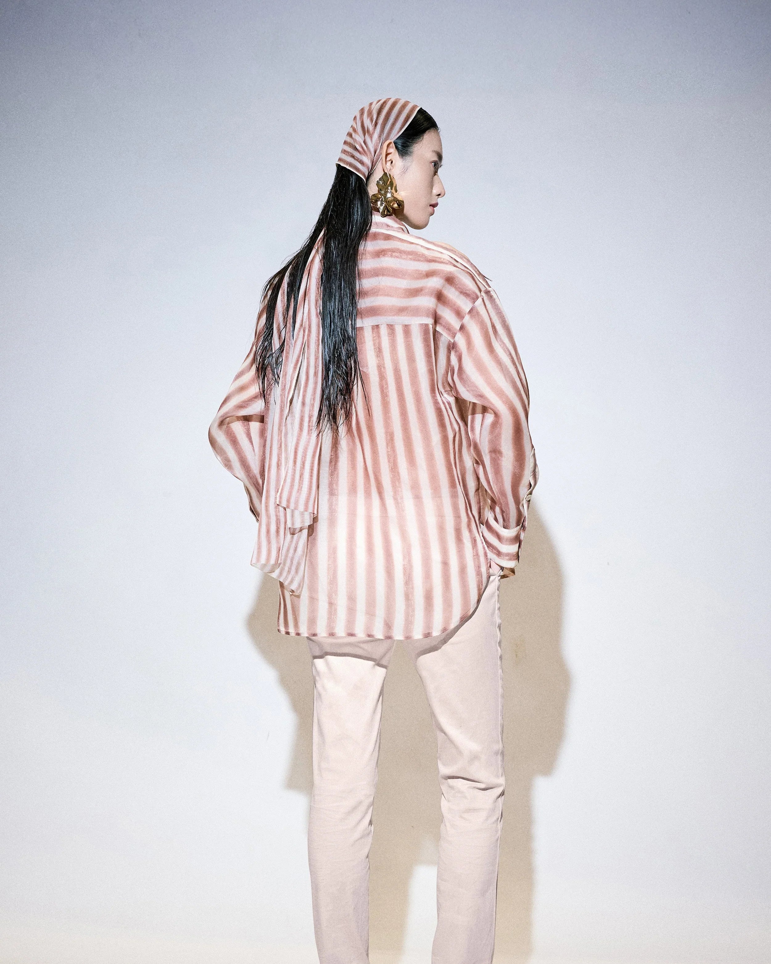 KHAAR | Stripes Floral Oversized Shirt