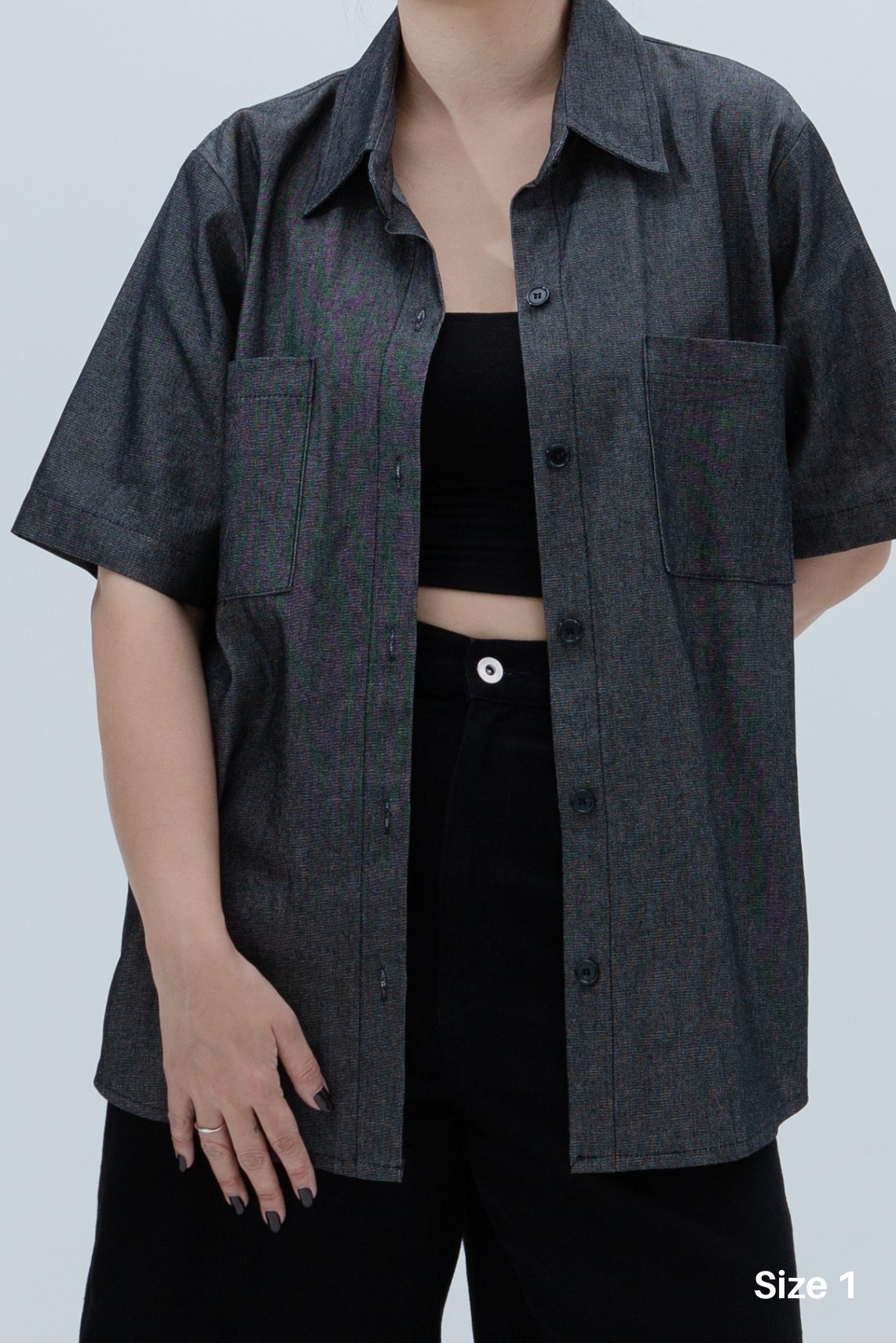 SAERO COLLECTIVE | Denim Short Sleeve Shirt | Black