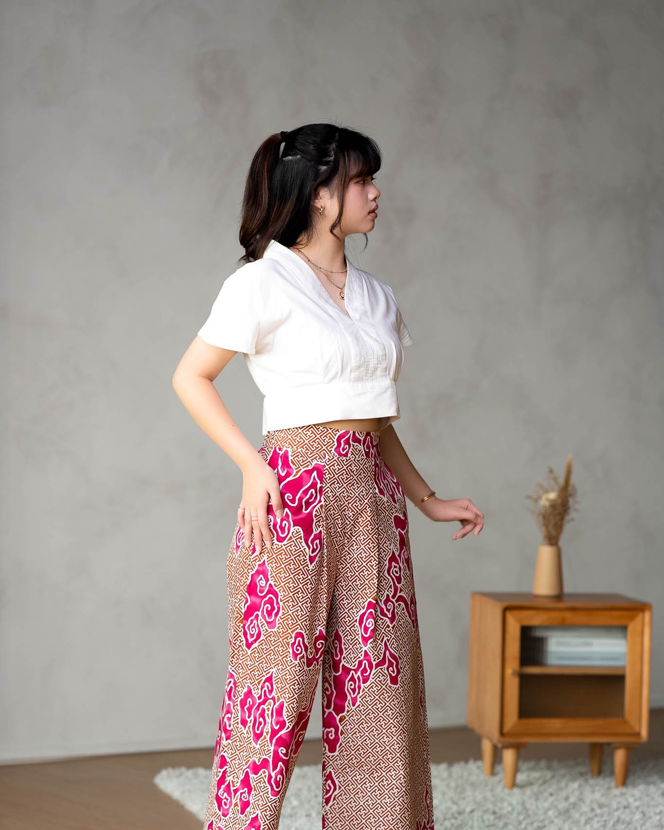 STUDIO GYPSIED | Batik Box Pleat Culottes In Tumbuh Pink
