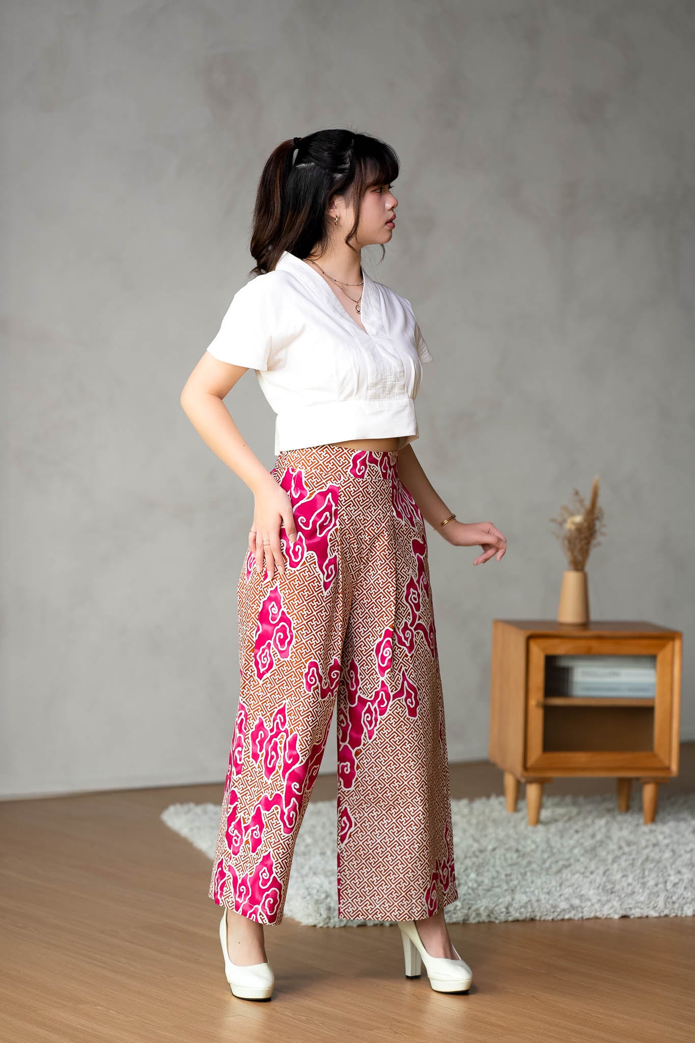STUDIO GYPSIED | Batik Box Pleat Culottes In Tumbuh Pink