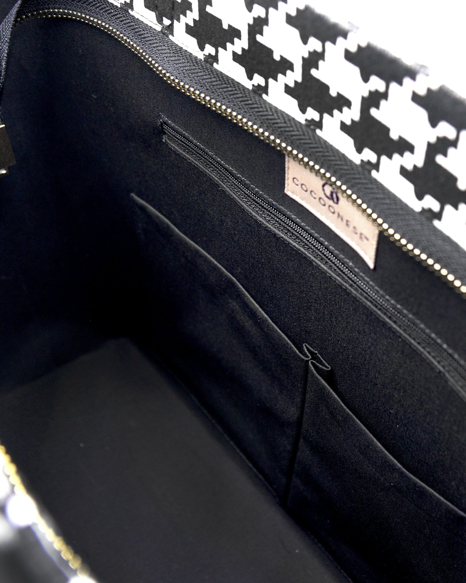 COCOONESE | Zipper Top Tote Bag - Houndstooth Check (BK)