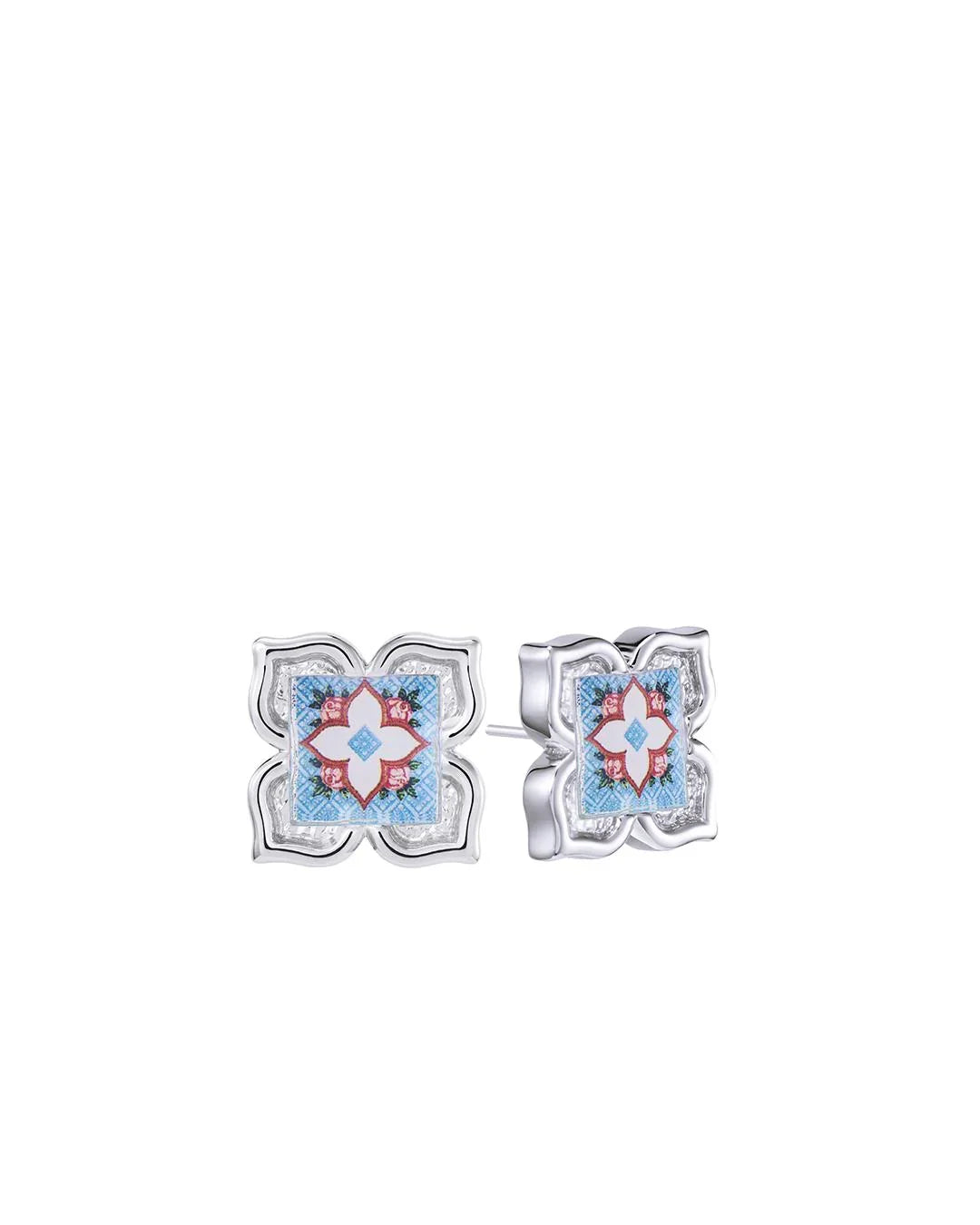 RARE BIRD COLLECTION | Peranakan Floral Stud - Silver English Belle