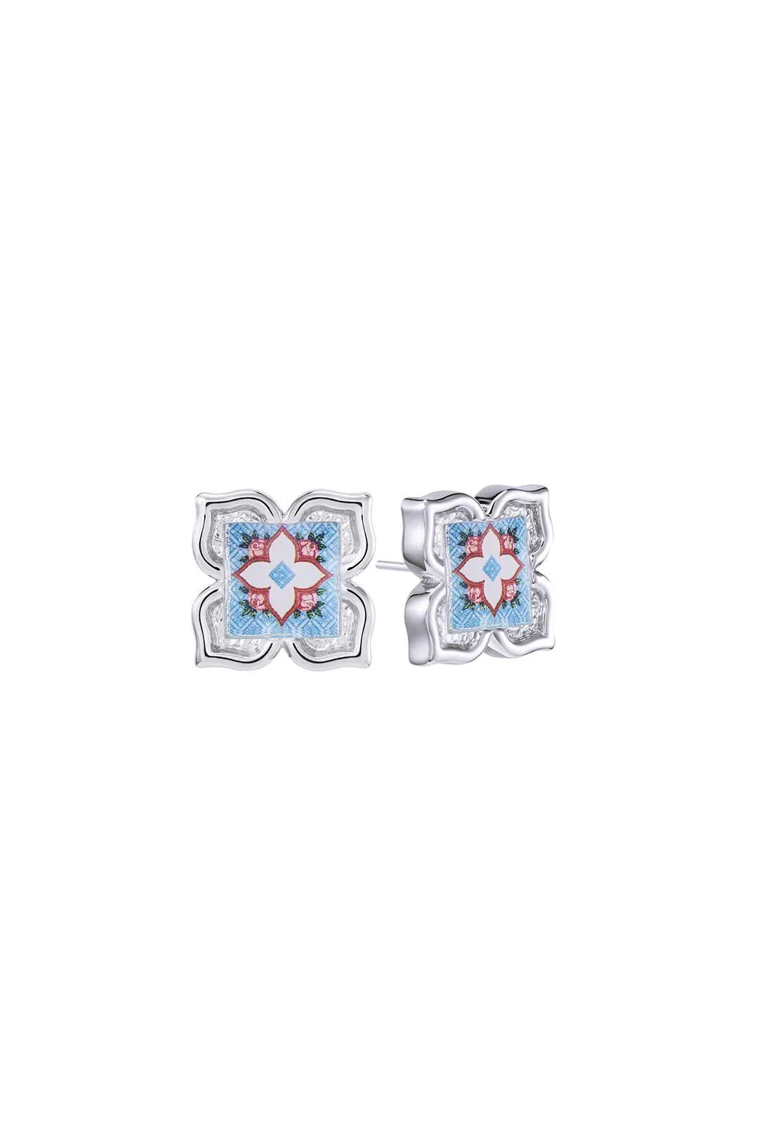 RARE BIRD COLLECTION | Peranakan Floral Stud - Silver English Belle