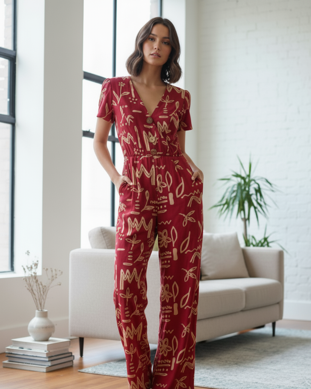 NIMBU | Moana Cranberry Women's Jumpsuit in Cotton