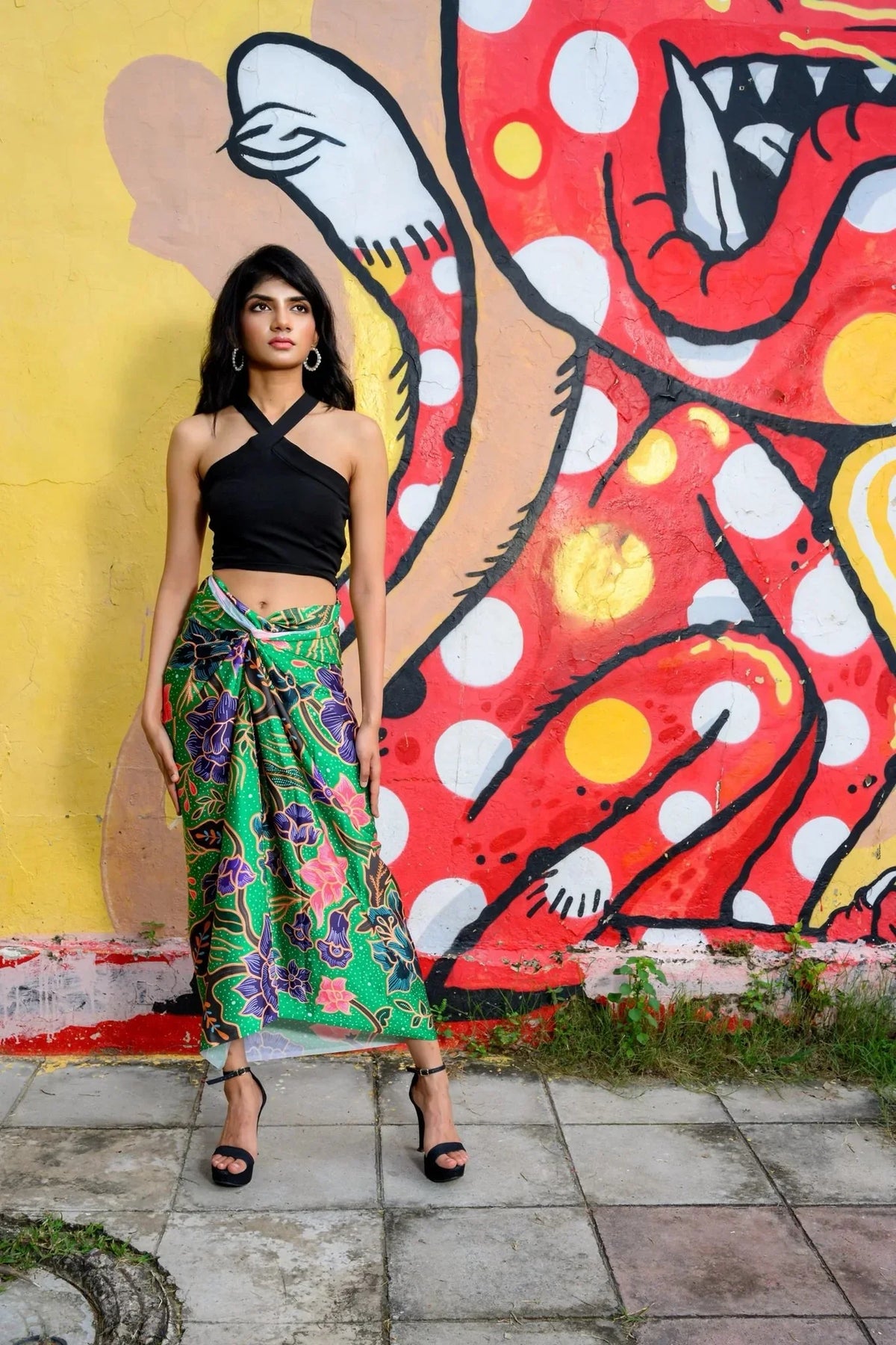 PHOTO PHACTORY | Jiwas Wrap Skirt | Singapore Girl Skirt | Green