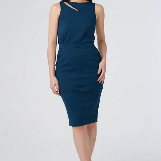AS INTENDED | KELY Pencil Skirt In Prussian Blue