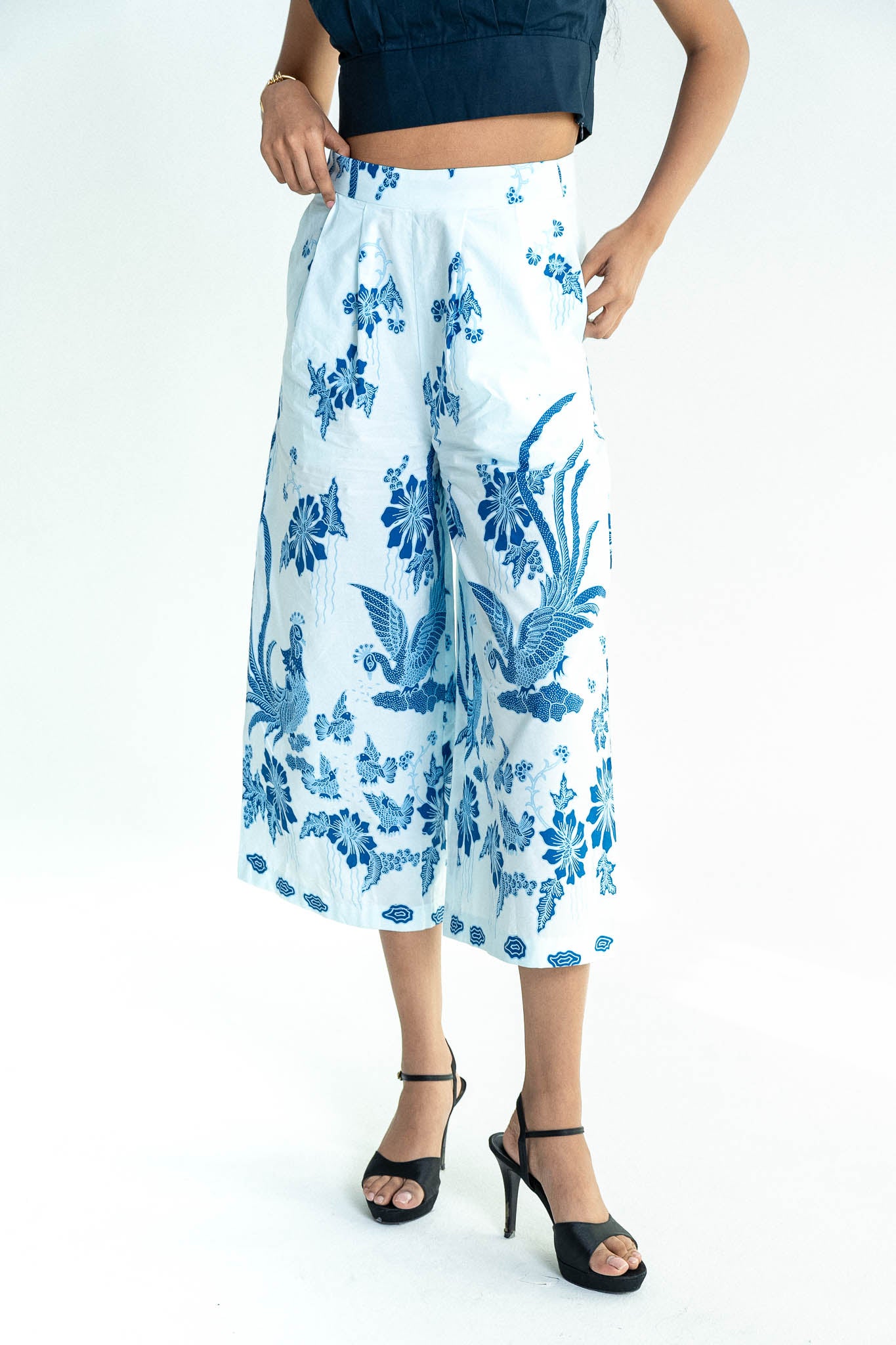 STUDIO GYPSIED | Batik Wide Leg Pants In Merak Porcelain