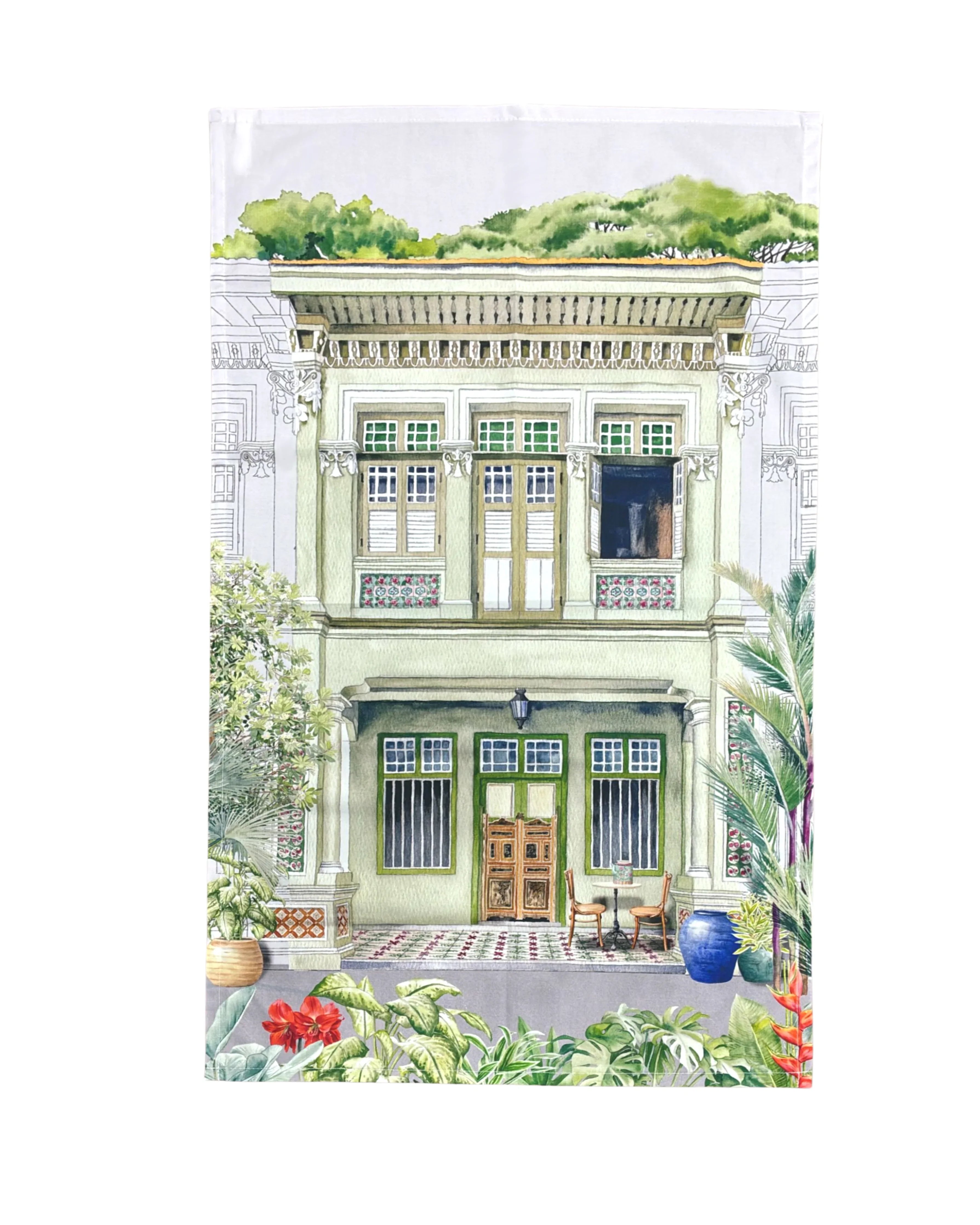 SINGLAPA | Green Shophouse Tea Towel