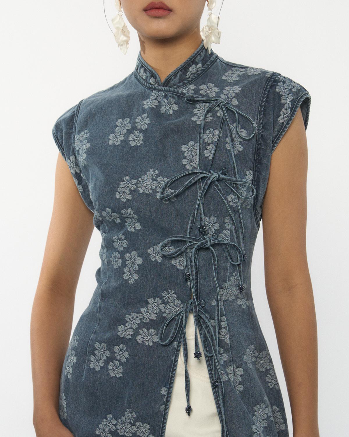 DRESSING PAULA | Denim Cheongsam Top
