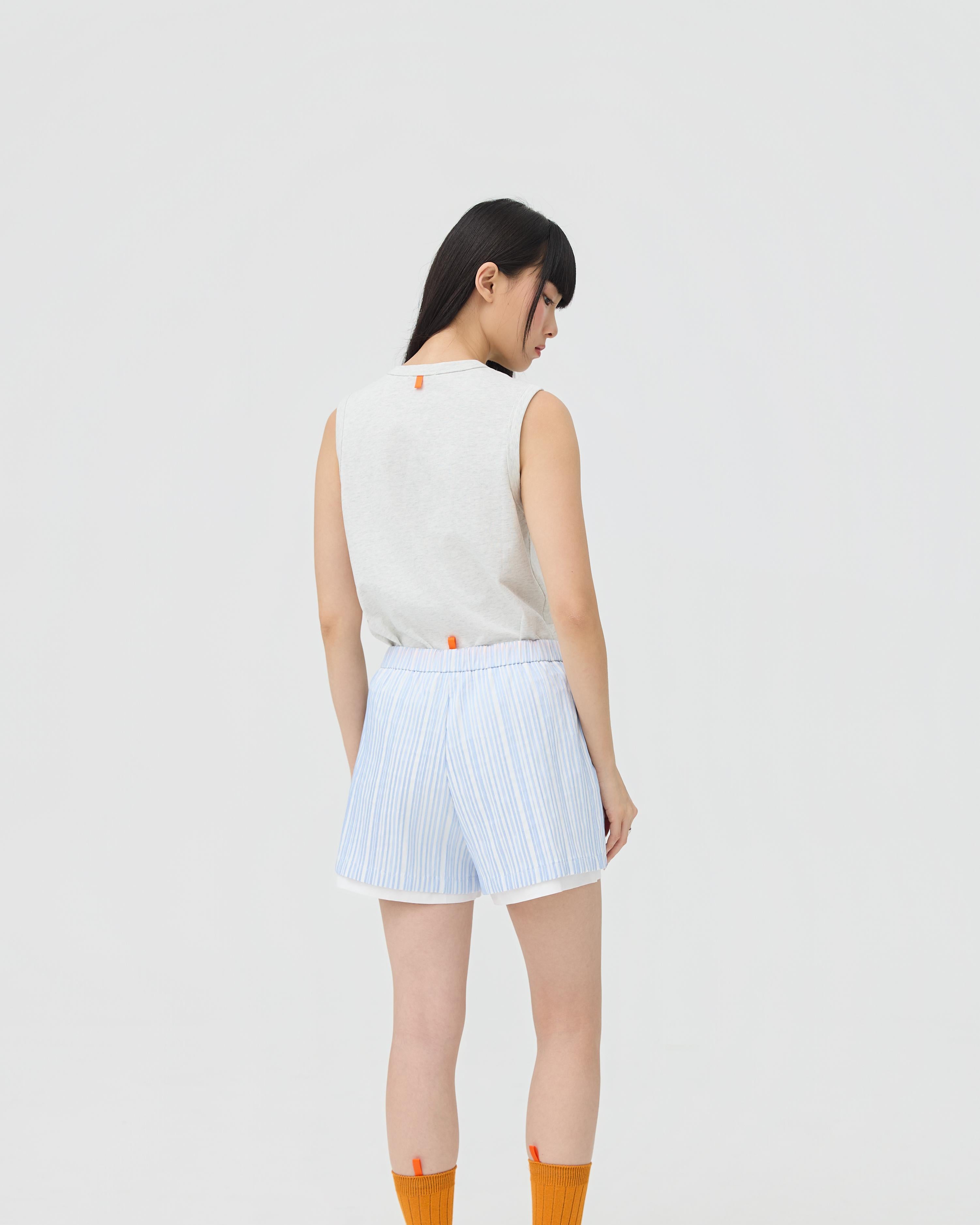 3EIGHTH | Futae Shorts In Blue Seersucker